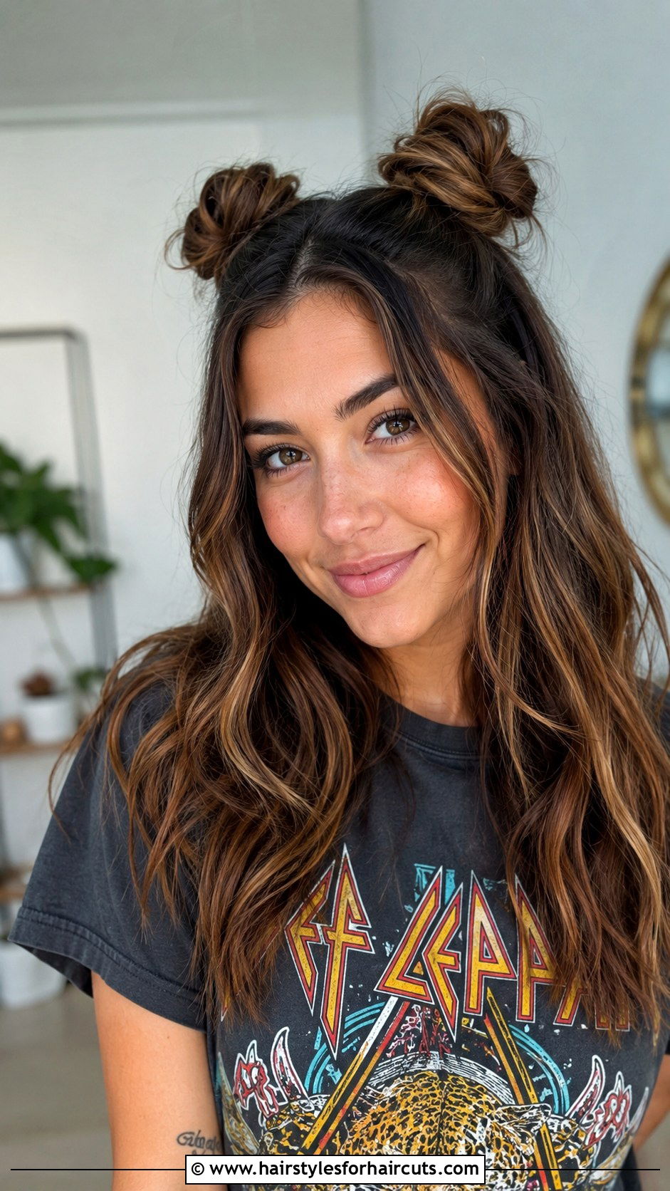Half Up Space Buns - 25 hairstyles that dont pull hair - 25 hairstyles that don't pull hair