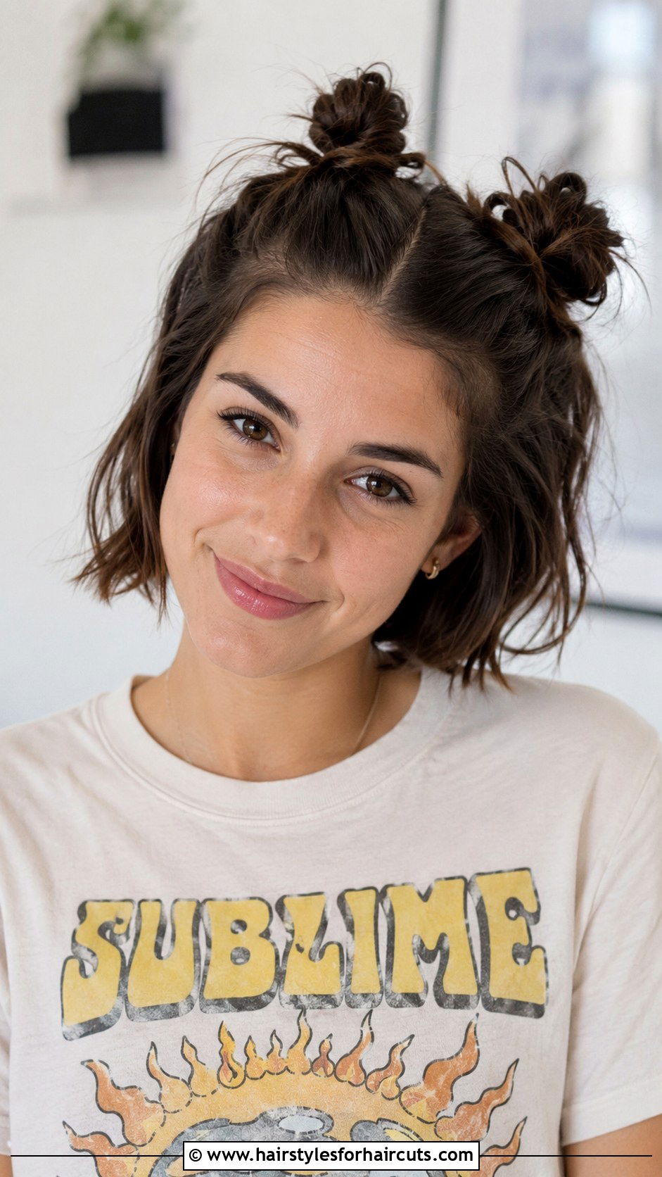 Half Up Space Buns Short Hair - 25 cute girls hairstyles for short hair - 25 cute girls hairstyles for short hair