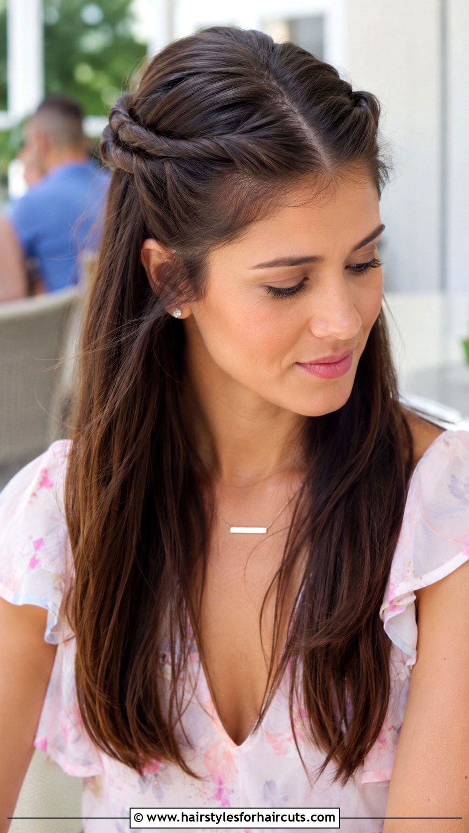 Half Up Twisted Crown - 25 cute half up half down hairstyles - 25 cute half up half down hairstyles
