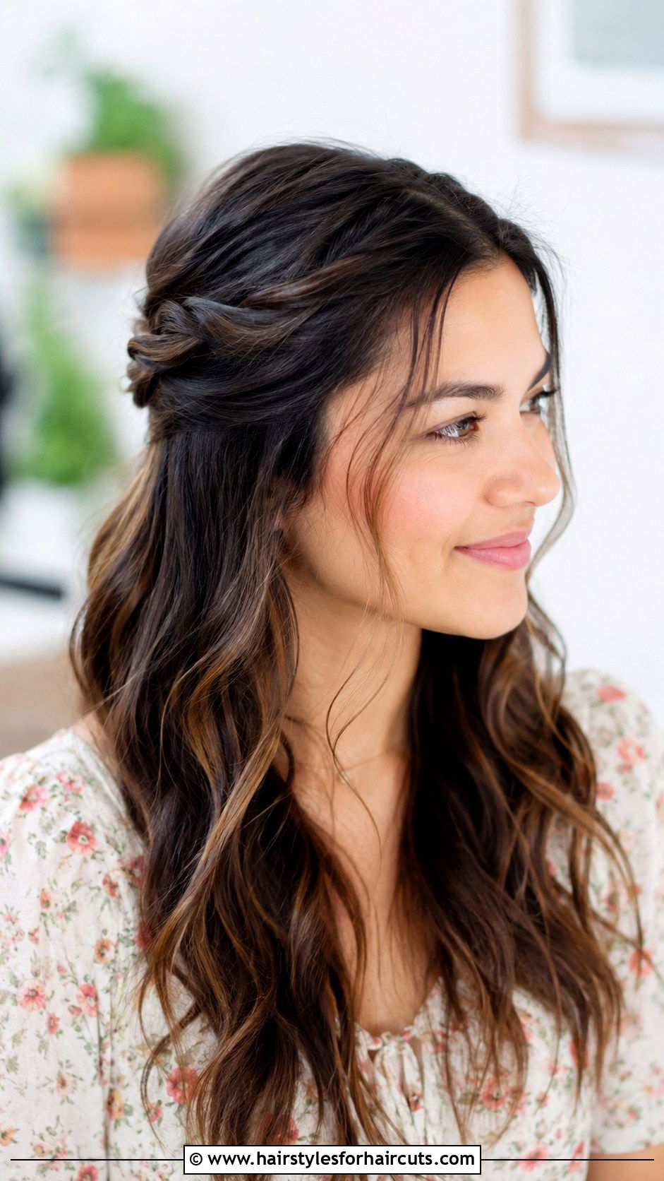 Half Up Twisted Halo - 25 hairstyles without hair tie - 25 hairstyles without hair tie