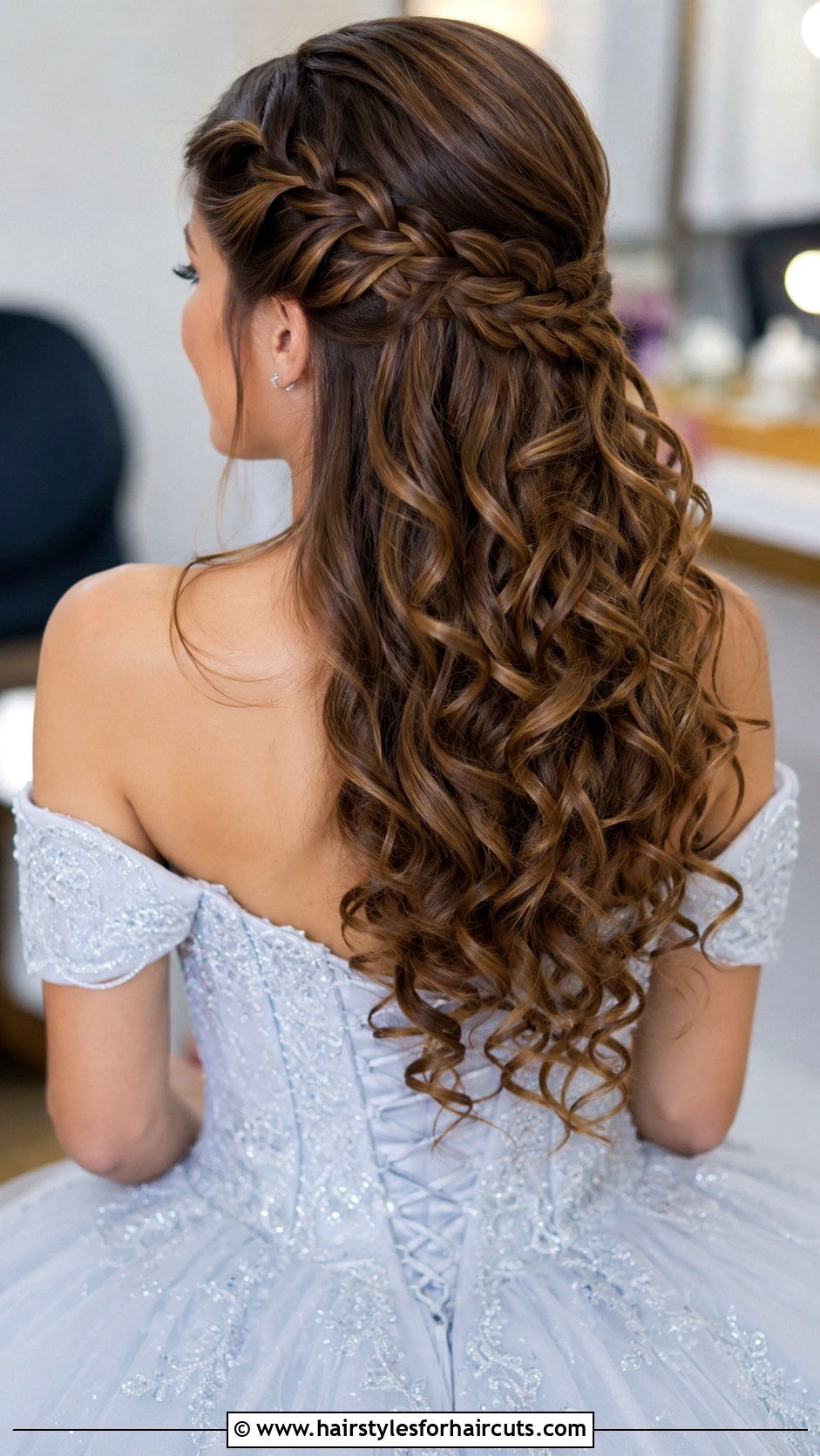 Half Up Waterfall Braid - 25 bridesmaid hairstyles for long hair half up - 25 bridesmaid hairstyles for long hair half up