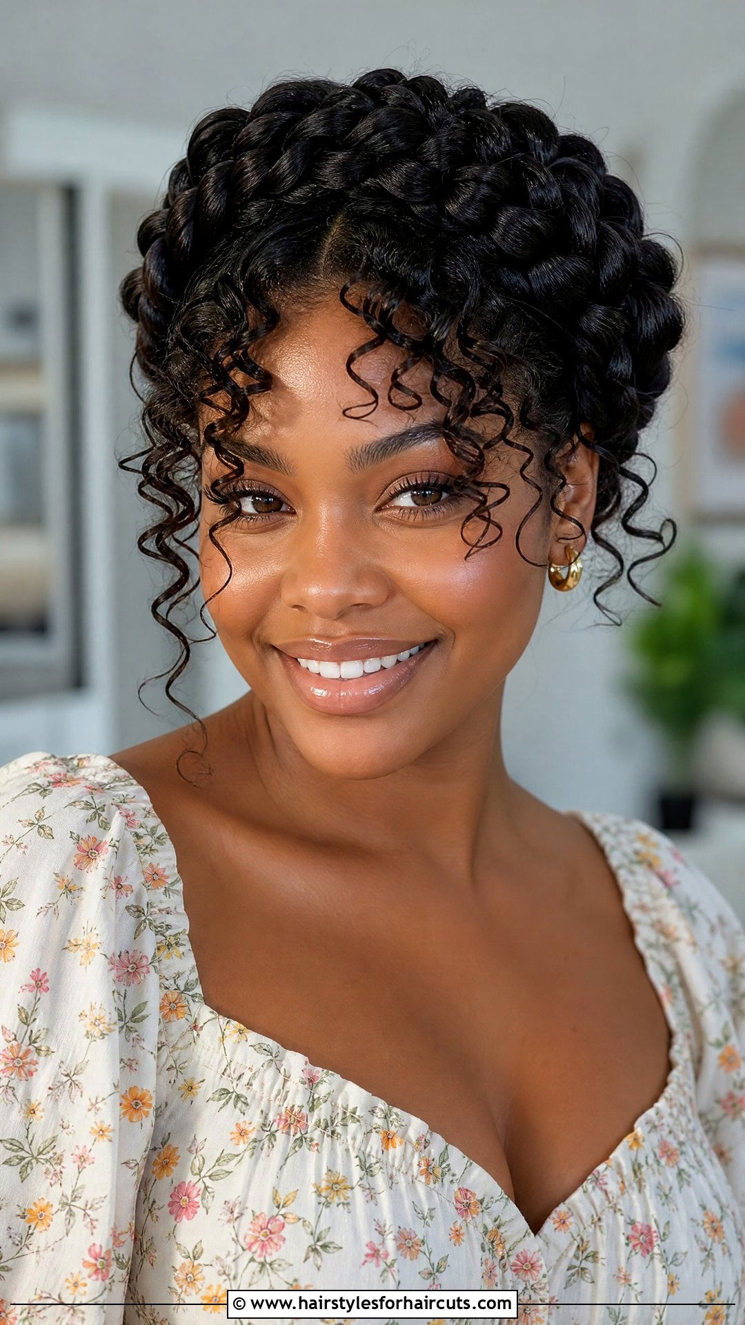 Halo Braid With Curly Bangs - 25 halo braid hairstyles for black hair - 25 halo braid hairstyles for black hair