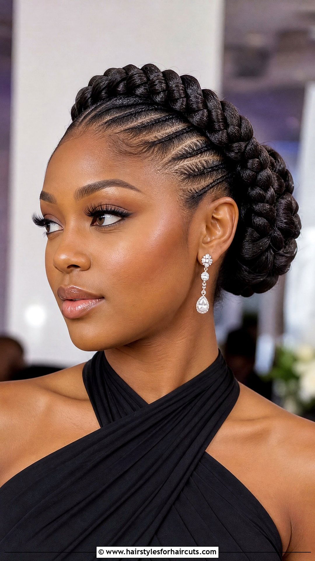 Halo Braid With Wrapped Bun - 25 halo braid hairstyles for black hair - 25 halo braid hairstyles for black hair