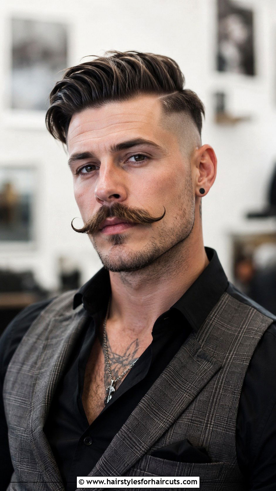 Handlebar Mustache With Disconnected Undercut - 25 japanese facial hairstyles - 25 japanese facial hairstyles