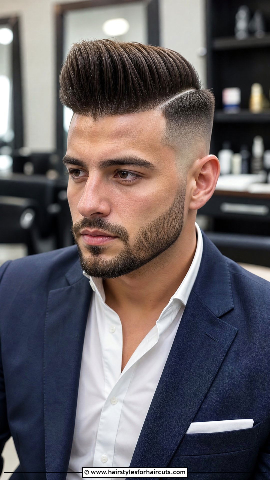 Hard Part Pompadour - 25 widows peak hairstyles - 25 widows peak hairstyles
