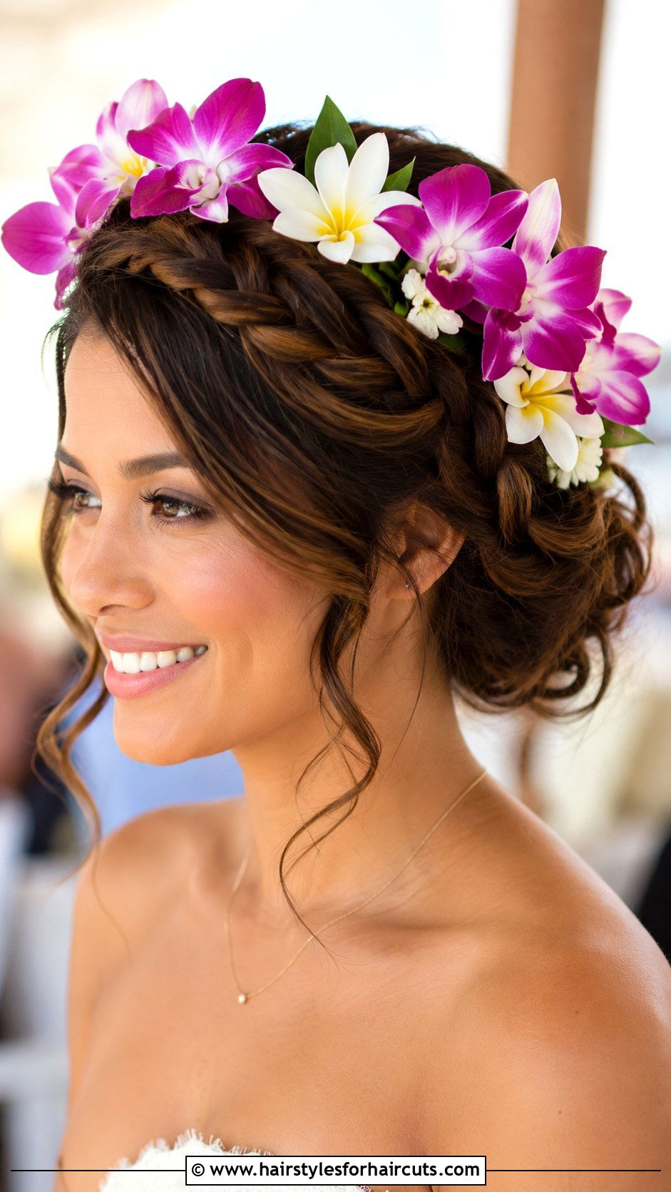 Hawaiian Flower Crown Updo - 25 easy hawaiian hairstyles for long hair - 25 easy hawaiian hairstyles for long hair