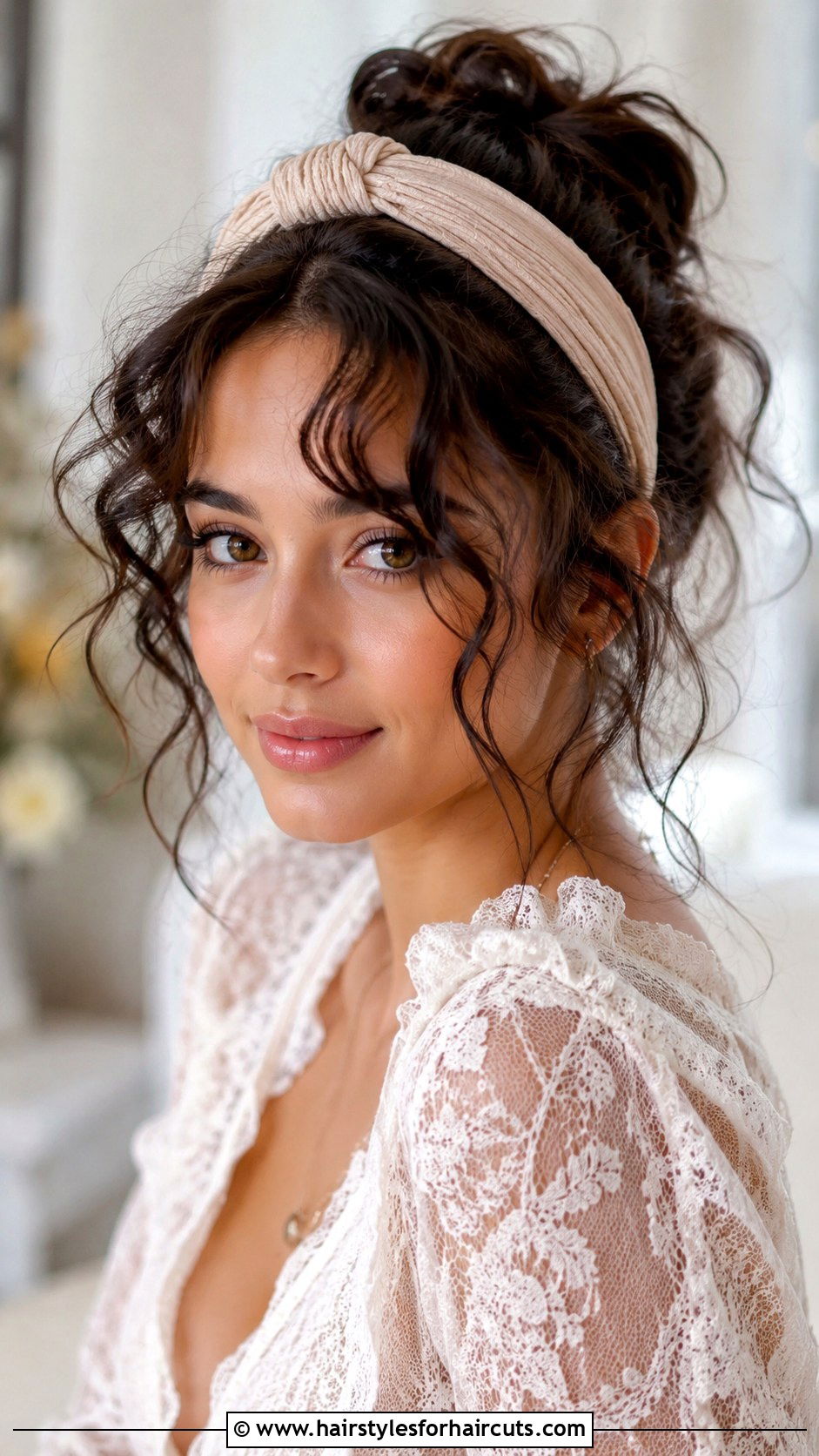 Headband With Curly Bangs Left Out - 25 curly hair headband hairstyles - 25 curly hair headband hairstyles