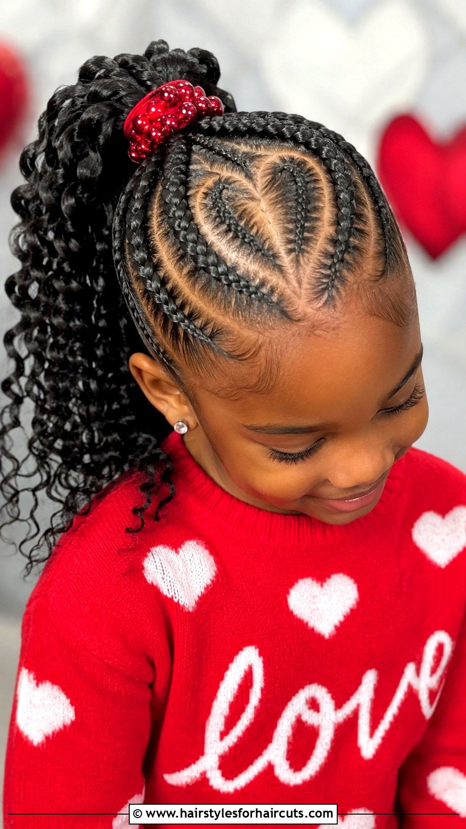 Heart Part Braided Ponytail - 25 ponytail hairstyles for black hair little girl - 25 ponytail hairstyles for black hair little girl