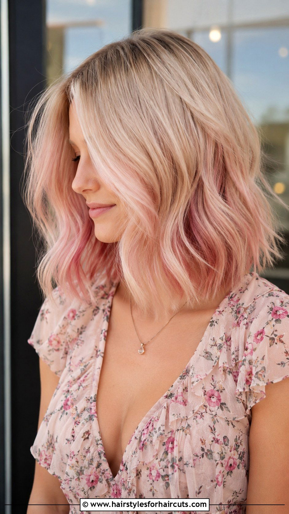 Hidden Rose Gold Underneath Wavy Bob - 25 hidden color hairstyles - 25 hidden color hairstyles