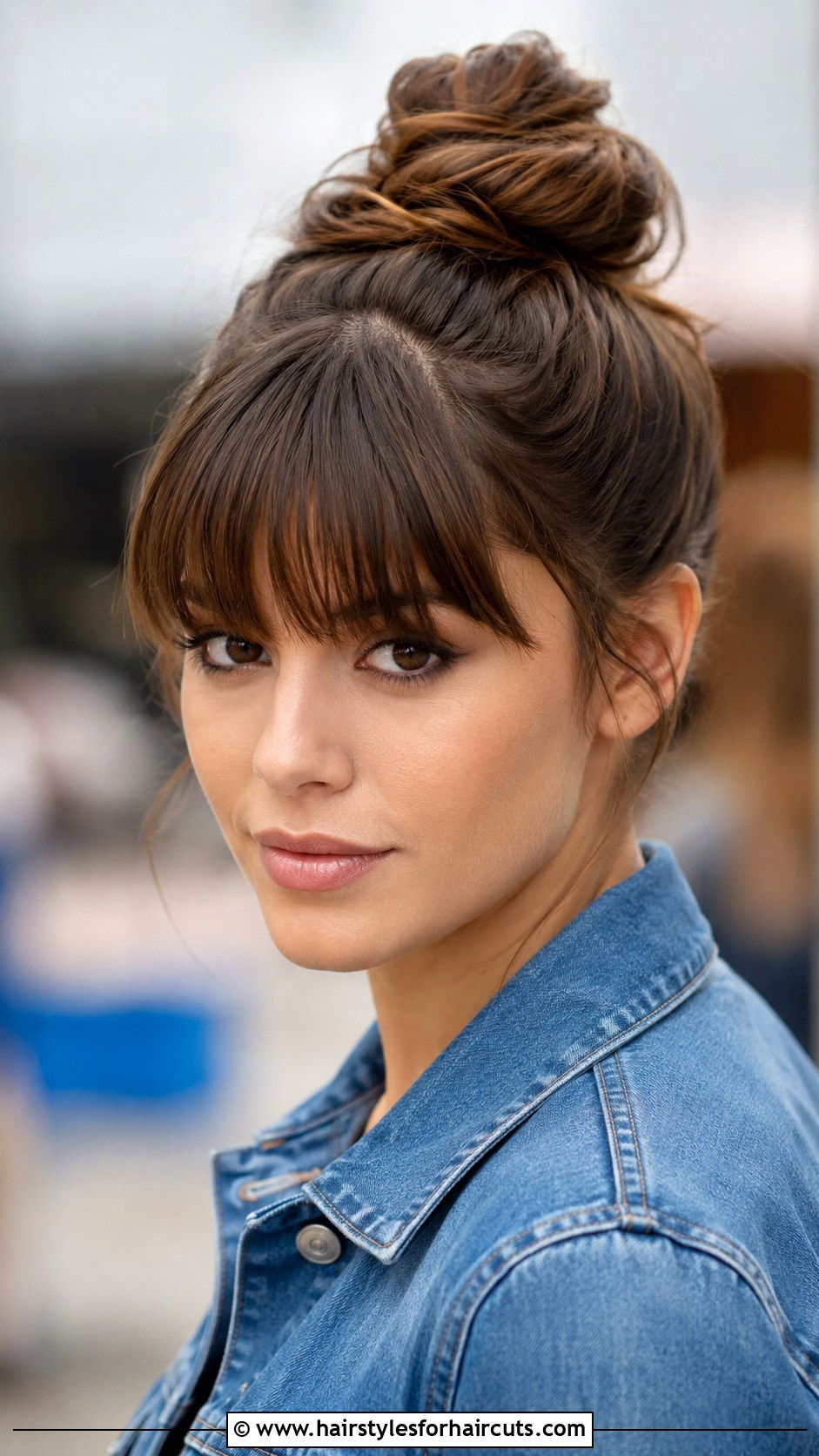 High Bun With Bangs - 25 high bun hairstyles - 25 high bun hairstyles