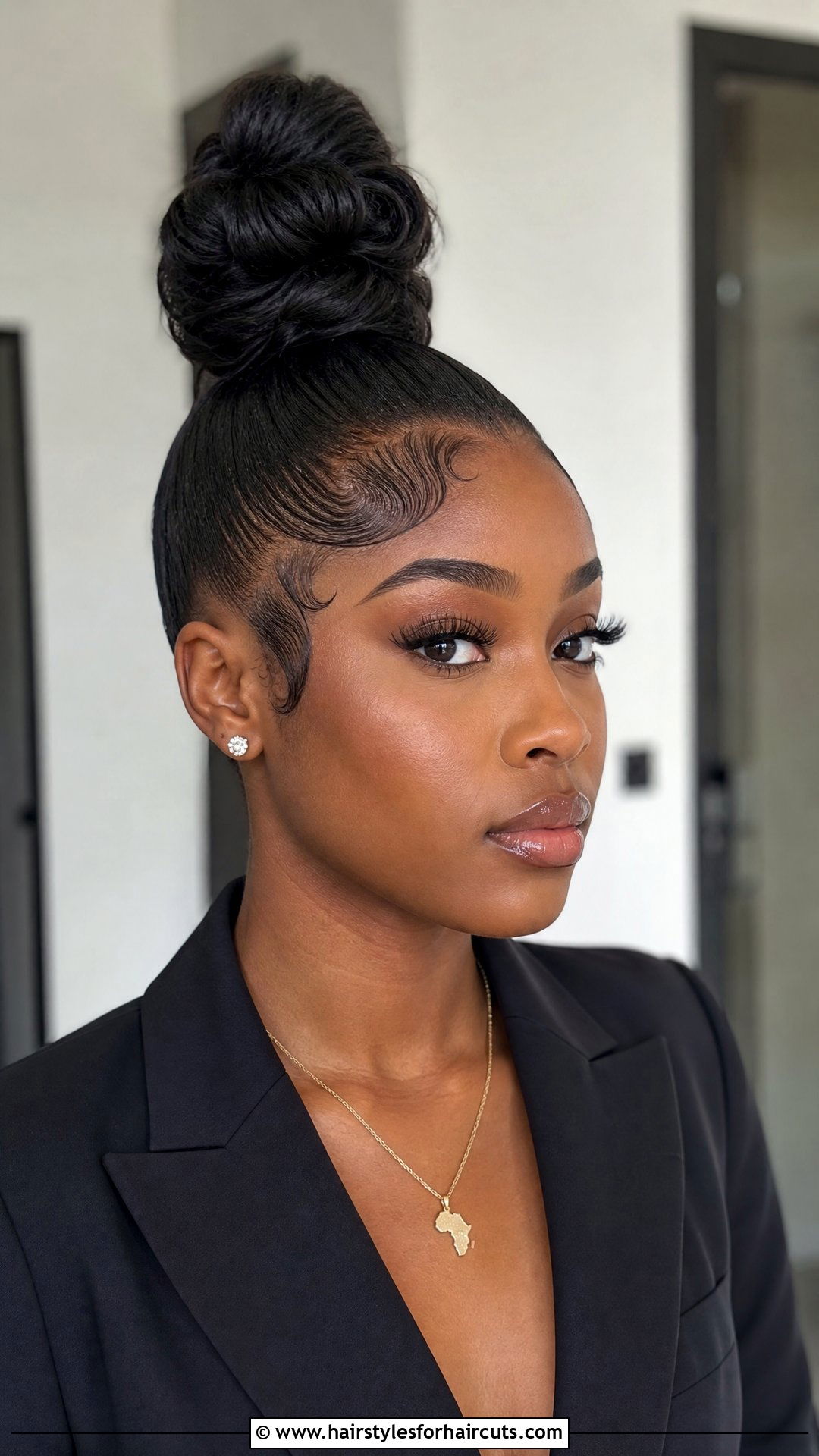 High Bun With Edges - 25 hairstyles for black girls with thick hair - 25 hairstyles for black girls with thick hair