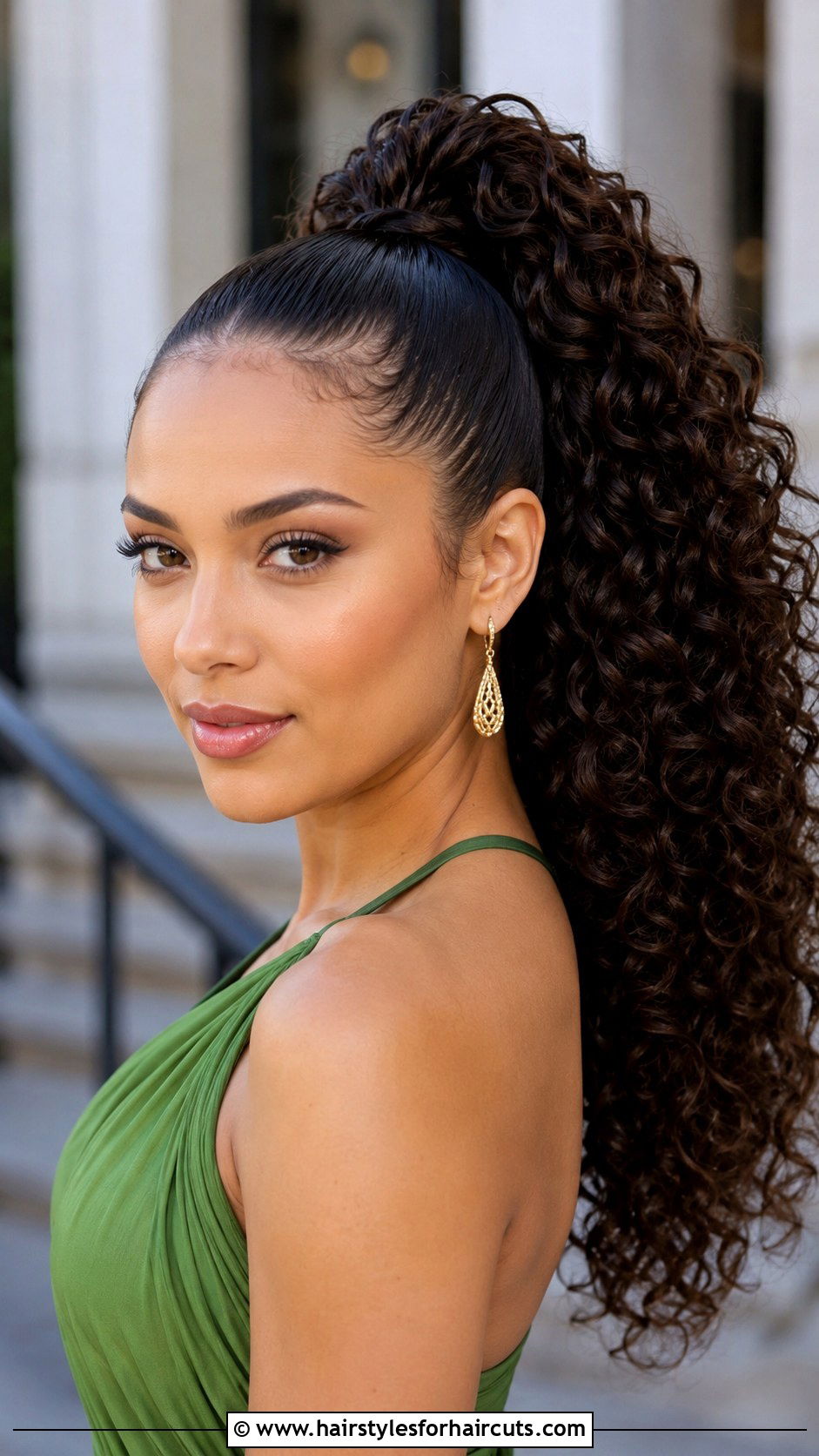 High Curly Ponytail - 25 curly hairstyles for wedding guest - 25 curly hairstyles for wedding guest