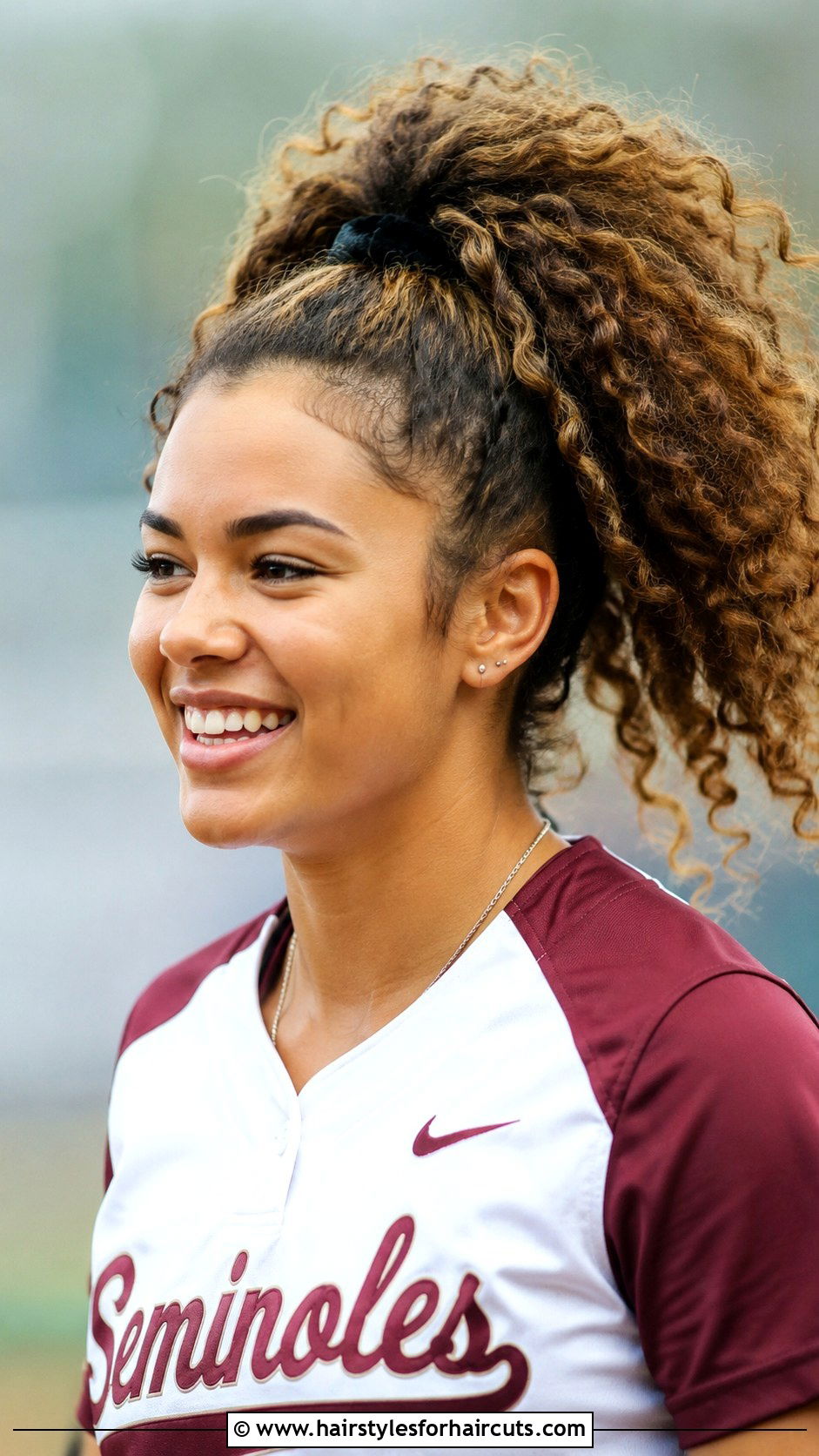 High Curly Ponytail For Softball - 25 softball hairstyles for curly hair - 25 softball hairstyles for curly hair