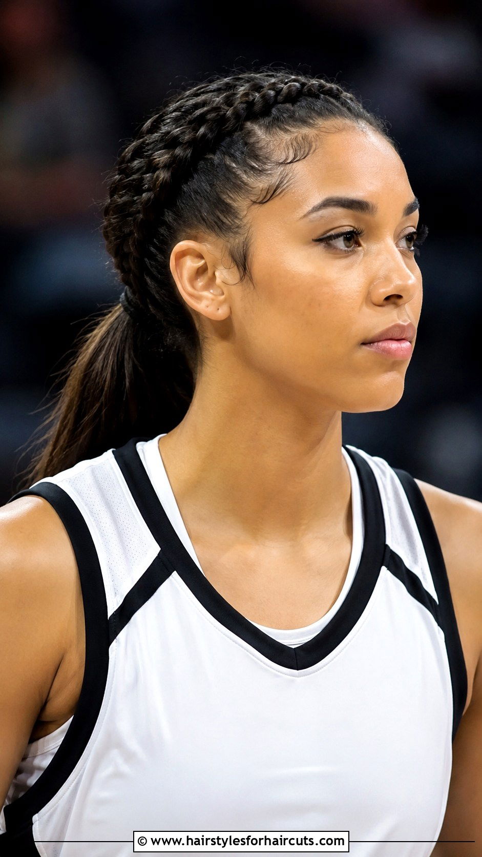 High Ponytail With Braided Wrap - 25 basketball hairstyles for long hair - 25 basketball hairstyles for long hair