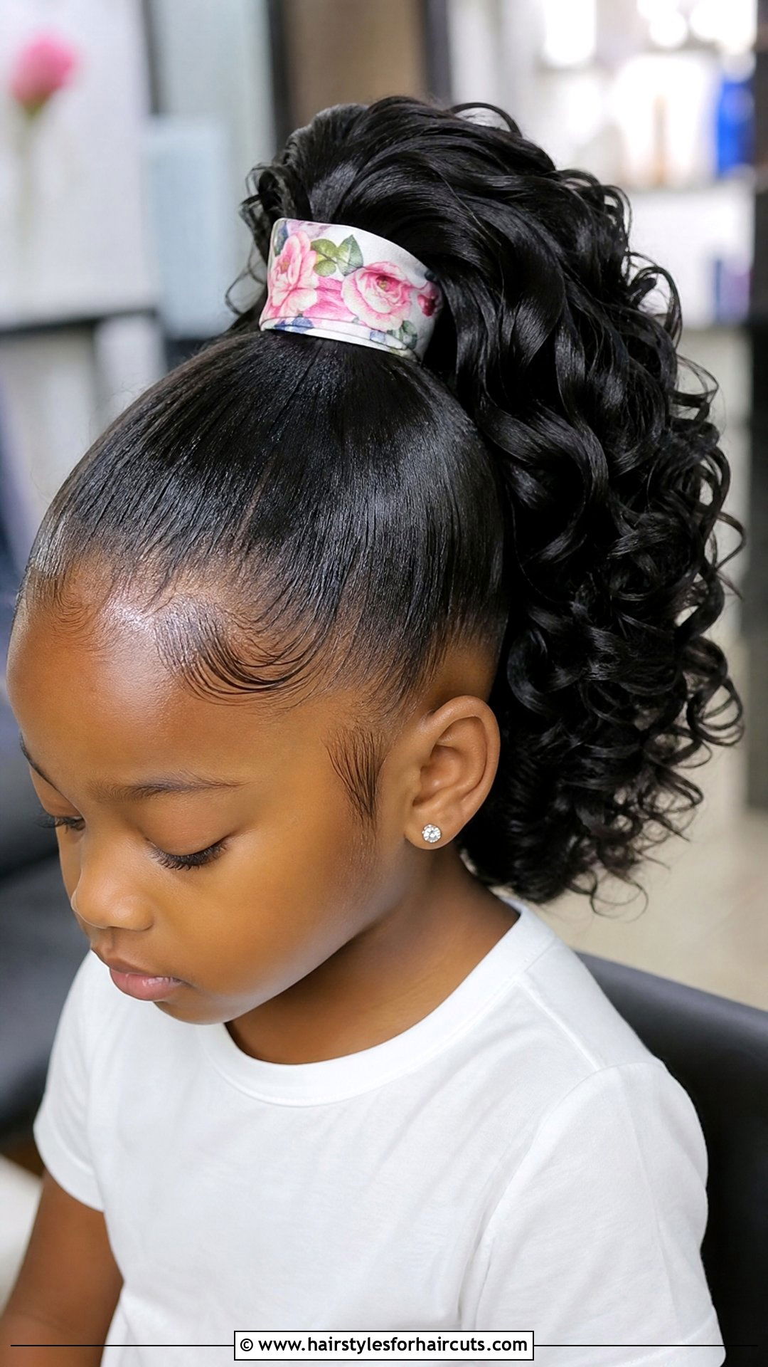 High Ponytail With Curly Ends - 25 flower girl hairstyles for black hair - 25 flower girl hairstyles for black hair
