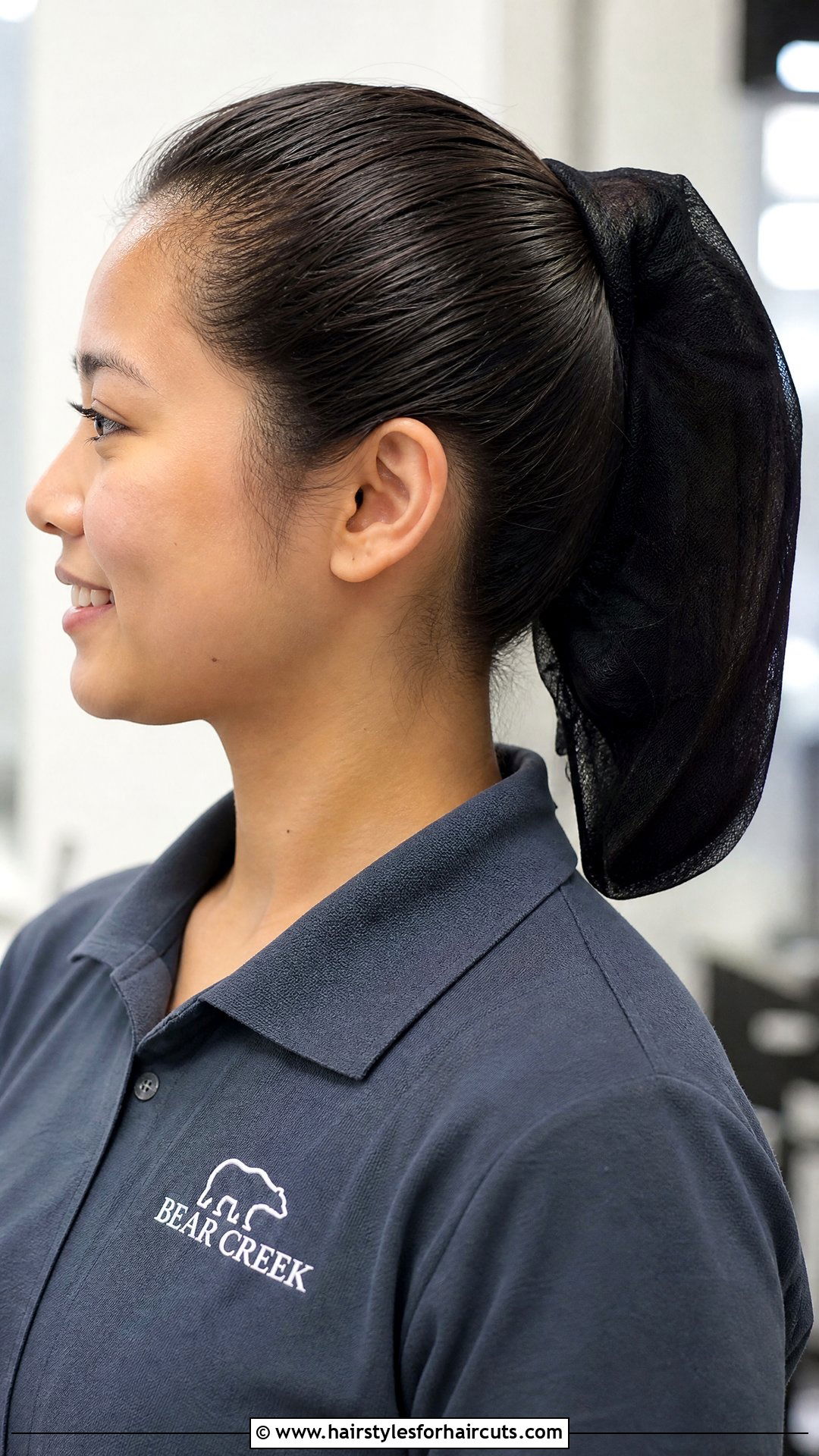 High Ponytail With Hair Net - 25 food service hairstyles for long hair - 25 food service hairstyles for long hair