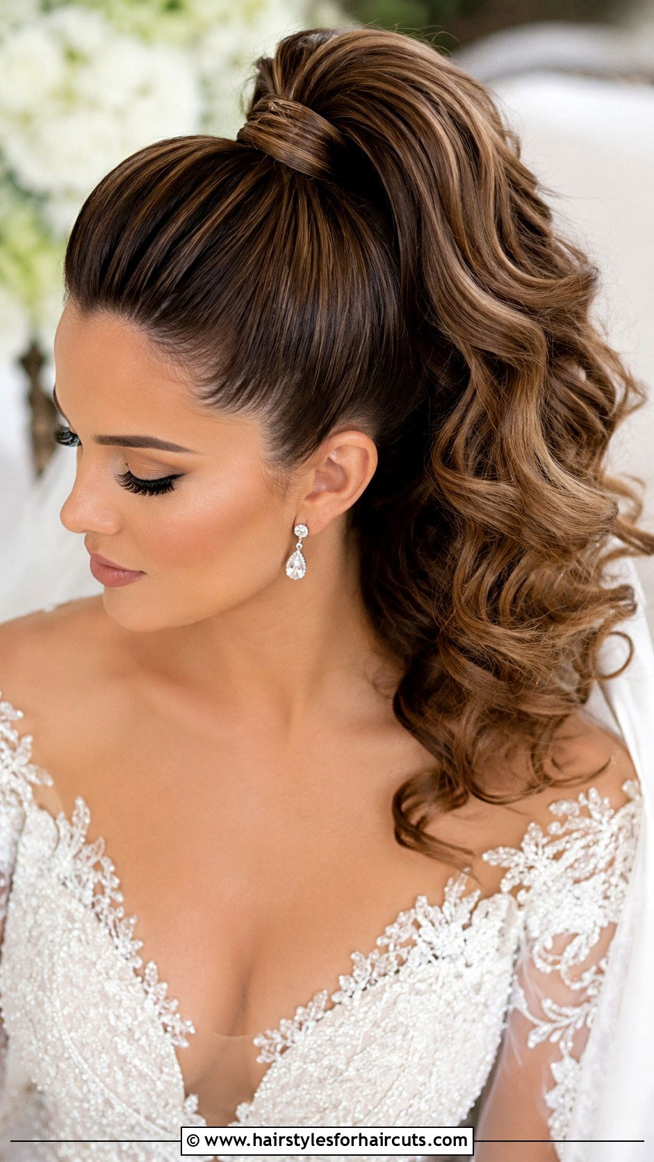 High Ponytail With Wrapped Hair - 25 long hair arabic wedding hairstyles - 25 long hair arabic wedding hairstyles