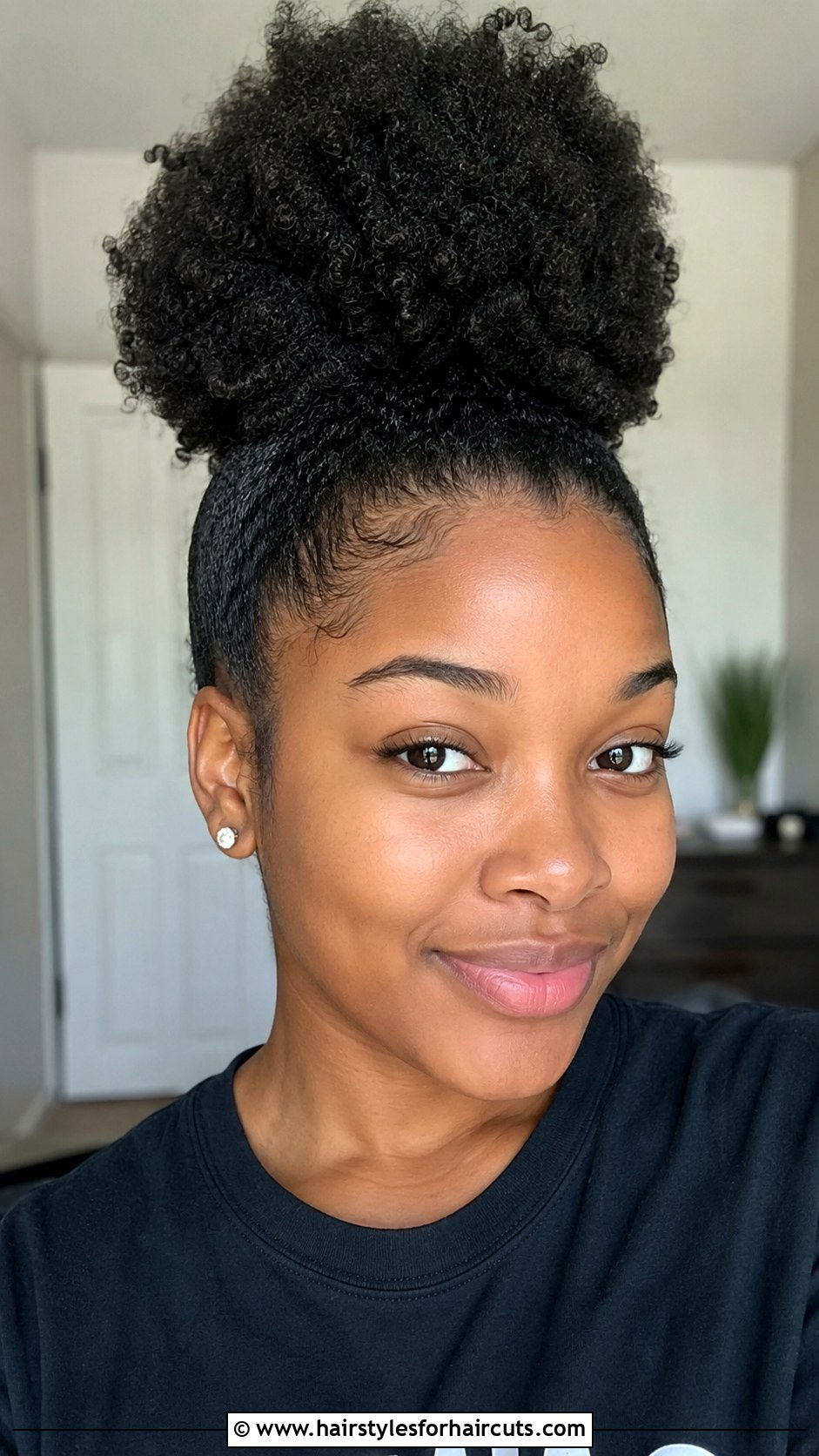 High Puff Bun - 25 bun hairstyles for black hair - 25 bun hairstyles for black hair