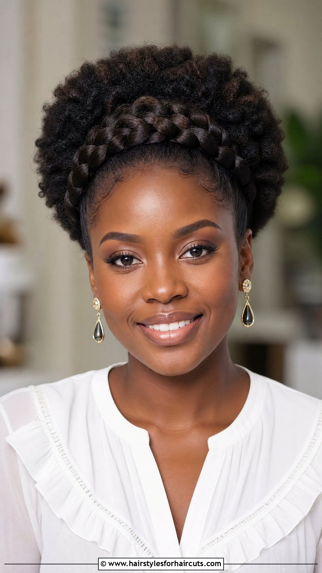 High Puff With Braided Crown - 25 high puff hairstyles for natural hair - 25 high puff hairstyles for natural hair