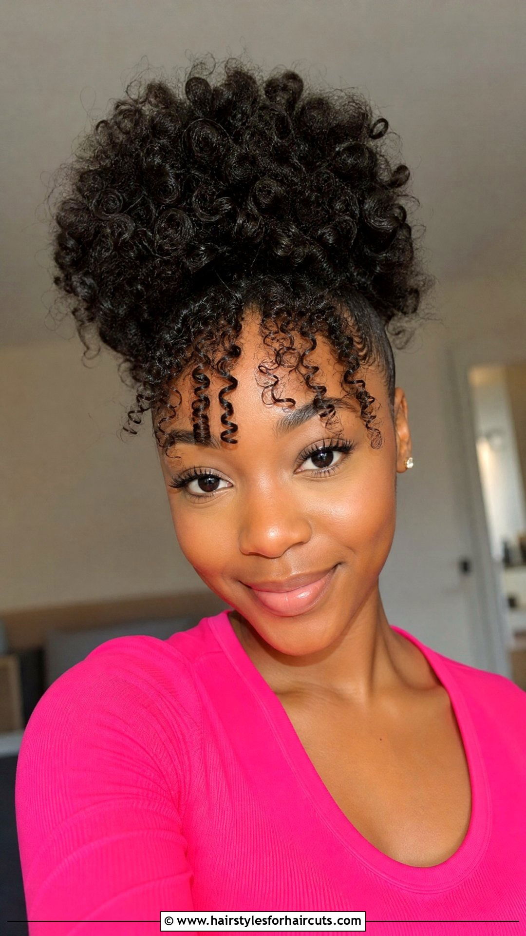 High Puff With Curly Bangs - 25 high puff hairstyles for natural hair - 25 high puff hairstyles for natural hair