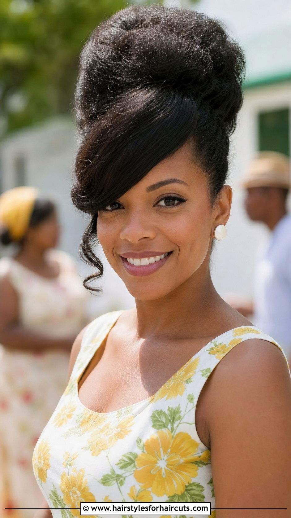 High Puff With Swoop Bang - 25 hairstyles for natural hair for wedding - 25 hairstyles for natural hair for wedding