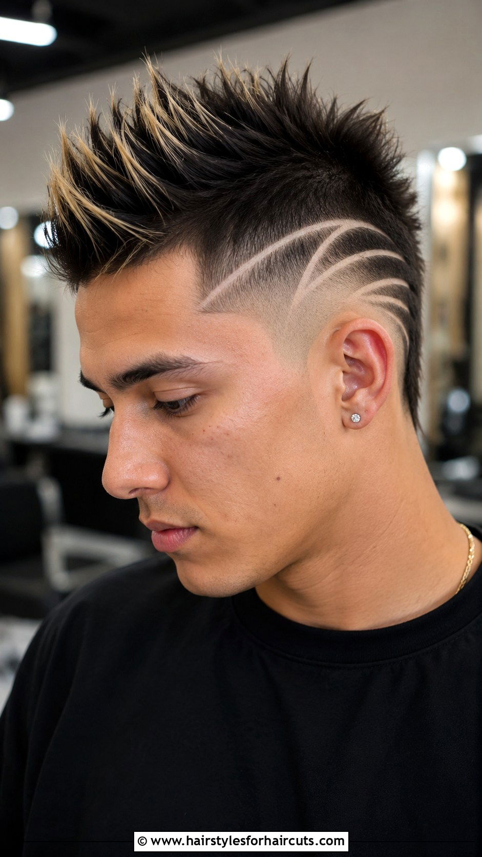 Highlighted Mohawk with Shaved Lines - 25 mohawk haircuts - 25 mohawk haircuts