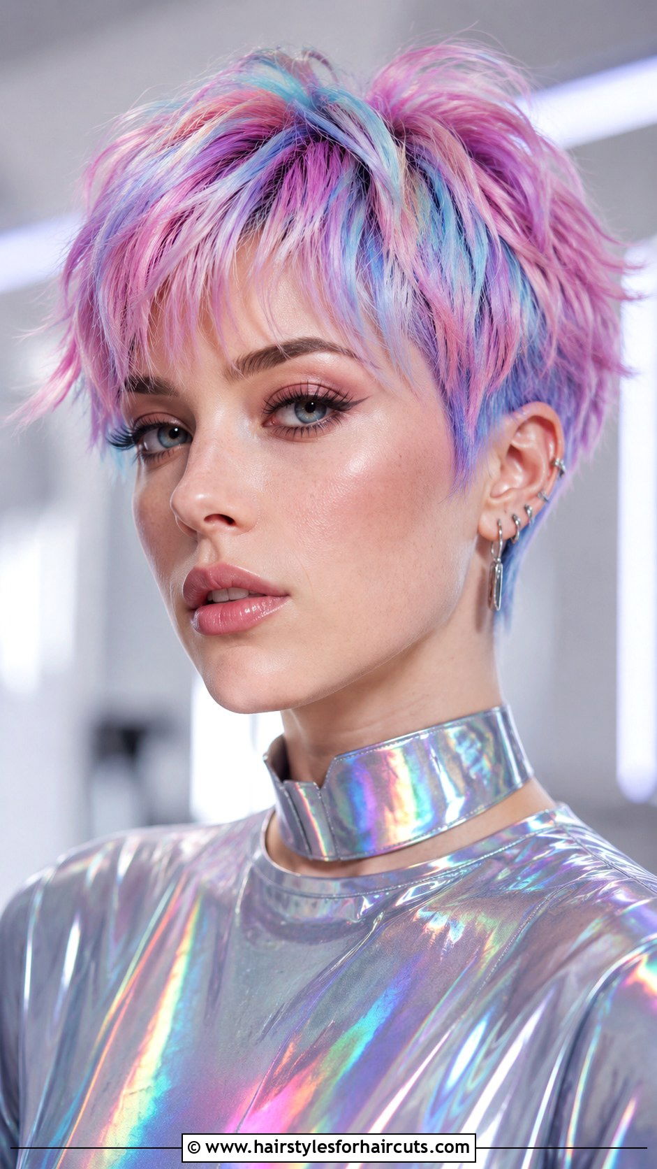 Holographic Mermaid Pixie - 25 mermaid hairstyles for short hair - 25 mermaid hairstyles for short hair