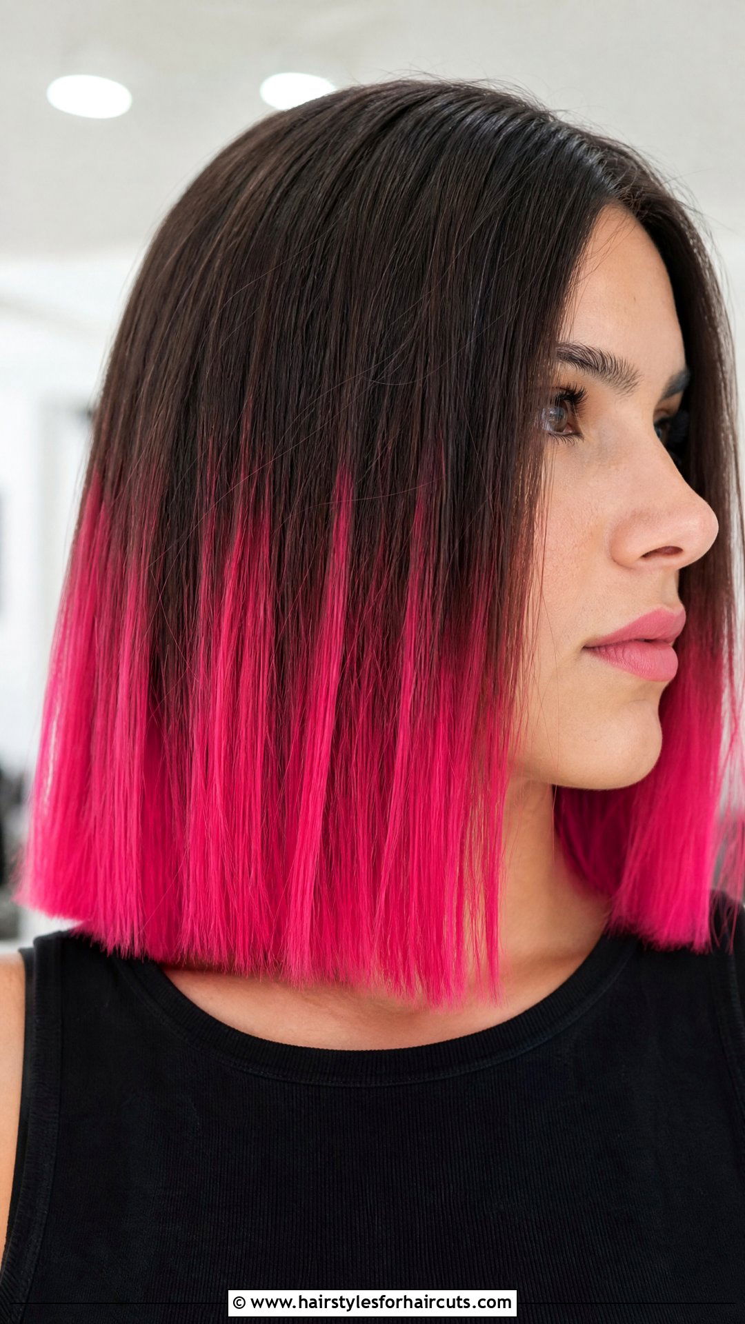 Hot Pink Blunt Cut Medium Hair - 25 pink hairstyles for medium hair - 25 pink hairstyles for medium hair