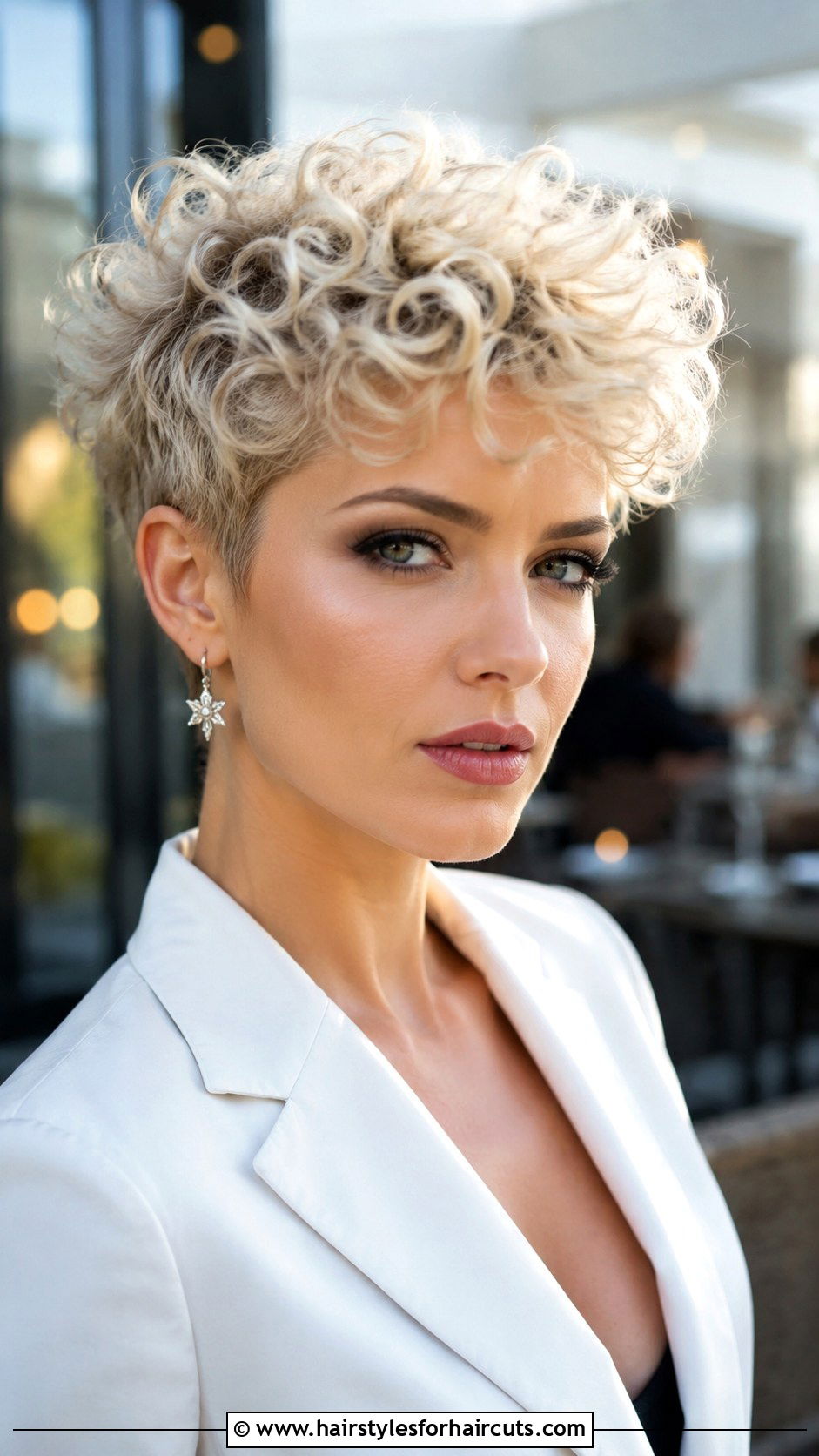 Iced Blonde Curly Pixie - 25 blonde curly hairstyles - 25 blonde curly hairstyles