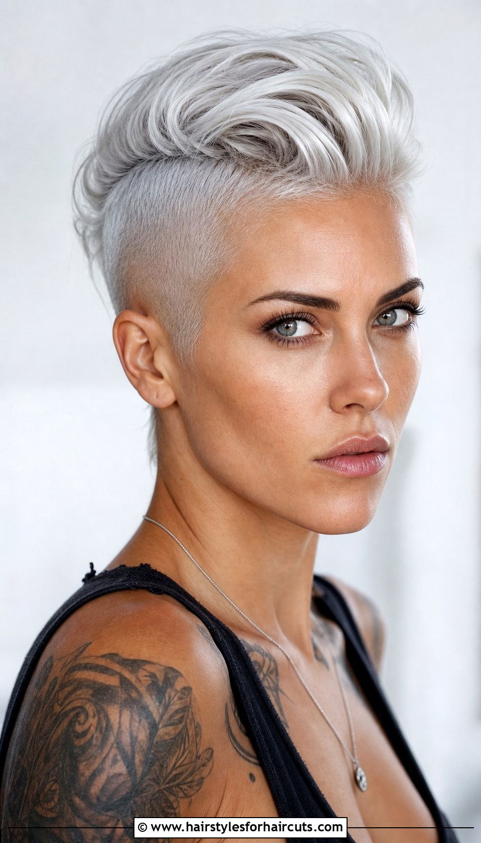Icy White Undercut - 25 white haircuts - 25 white haircuts