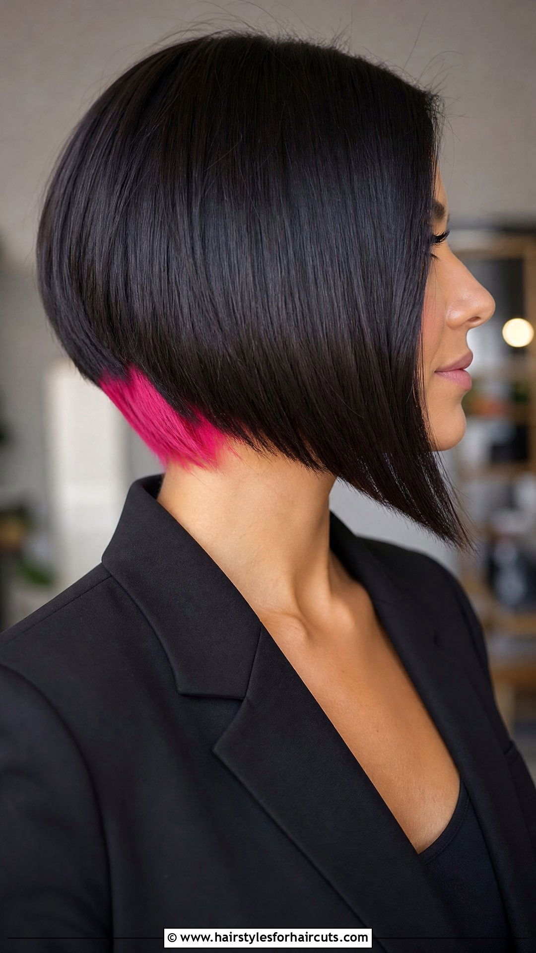Inverted Bob With Peekaboo Hidden Color - 25 peekaboo haircuts - 25 peekaboo haircuts