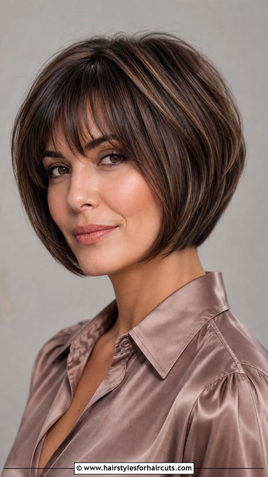 Inverted Bob With Textured Bangs - 25 short hairstyles with bangs for women - 25 short hairstyles with bangs for women