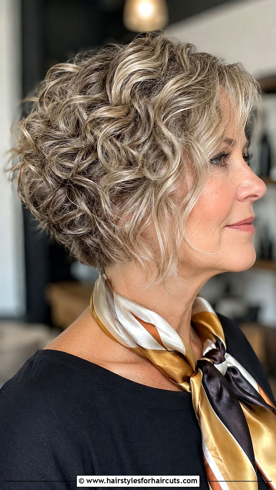 Inverted Curly Bob - 25 haircuts for curly hair women over 50 - 25 haircuts for curly hair women over 50