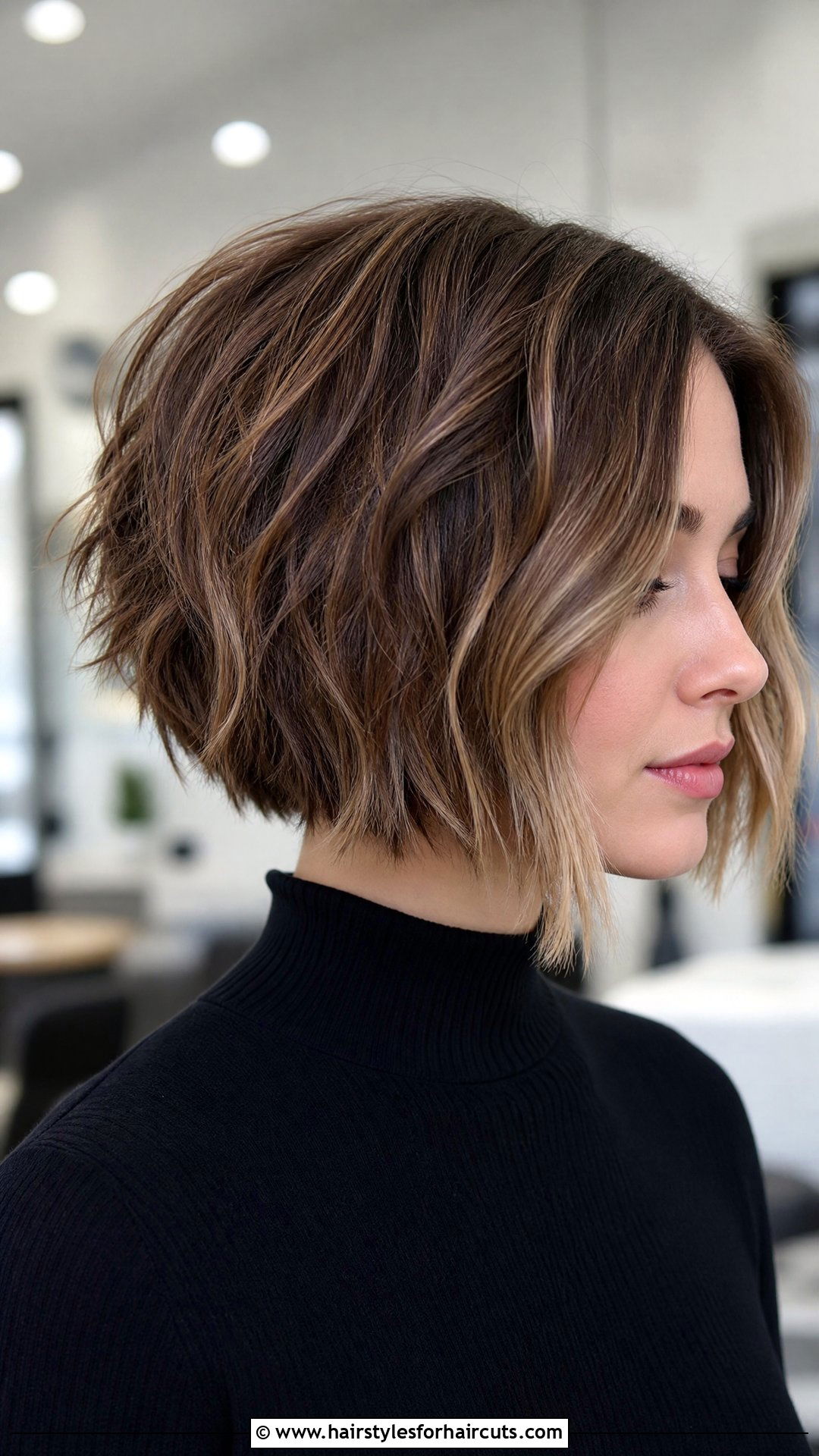 Inverted Wavy Chin Length Bob - 25 chin length haircuts for wavy hair - 25 chin length haircuts for wavy hair