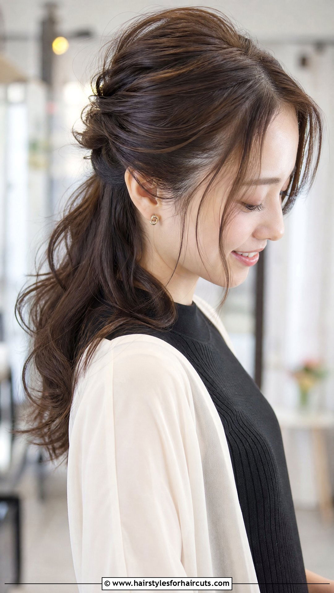 Japanese Long Half Up Half Down Hairstyle - 25 japanese long hairstyles - 25 japanese long hairstyles