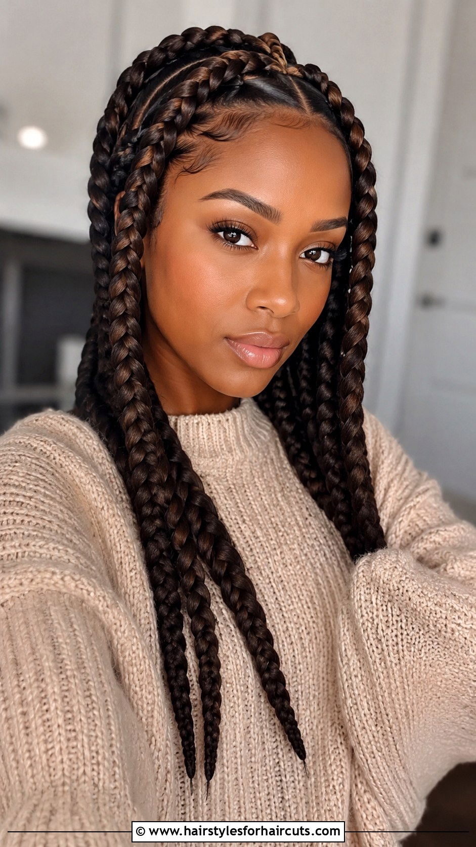 Jumbo Box Braids - 25 winter hairstyles for black hair - 25 winter hairstyles for black hair