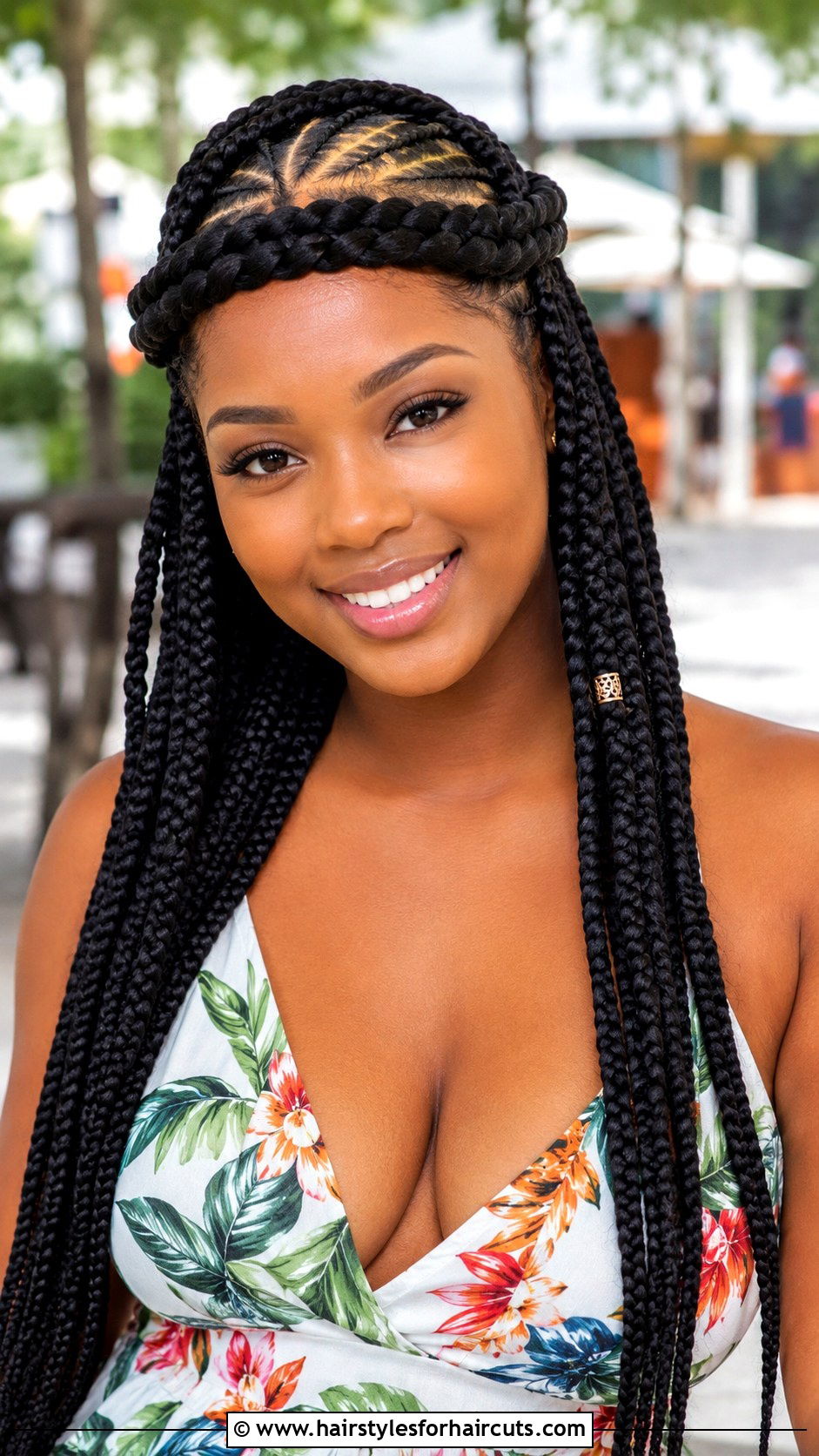 Jumbo Box Braids With Cornrow Crown - 25 cornrow and twist hairstyles for natural hair - 25 cornrow and twist hairstyles for natural hair