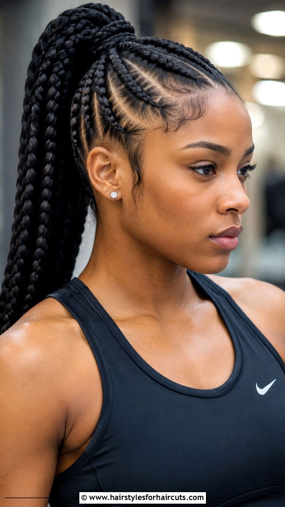Jumbo Cornrow Ponytail - 25 cornrow and twist hairstyles for natural hair - 25 cornrow and twist hairstyles for natural hair