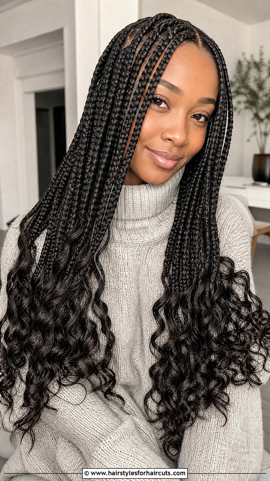 Knotless Box Braids - 25 winter hairstyles for black hair - 25 winter hairstyles for black hair