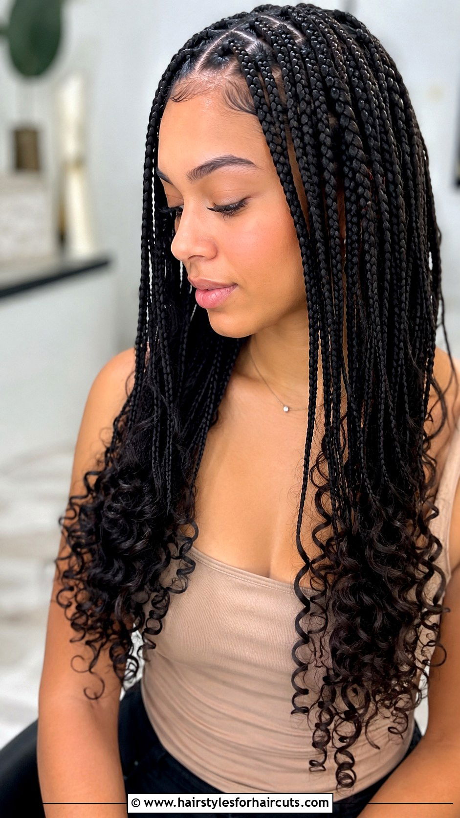 Knotless Box Braids With Curls - 25 birthday hairstyles for black hair - 25 birthday hairstyles for black hair