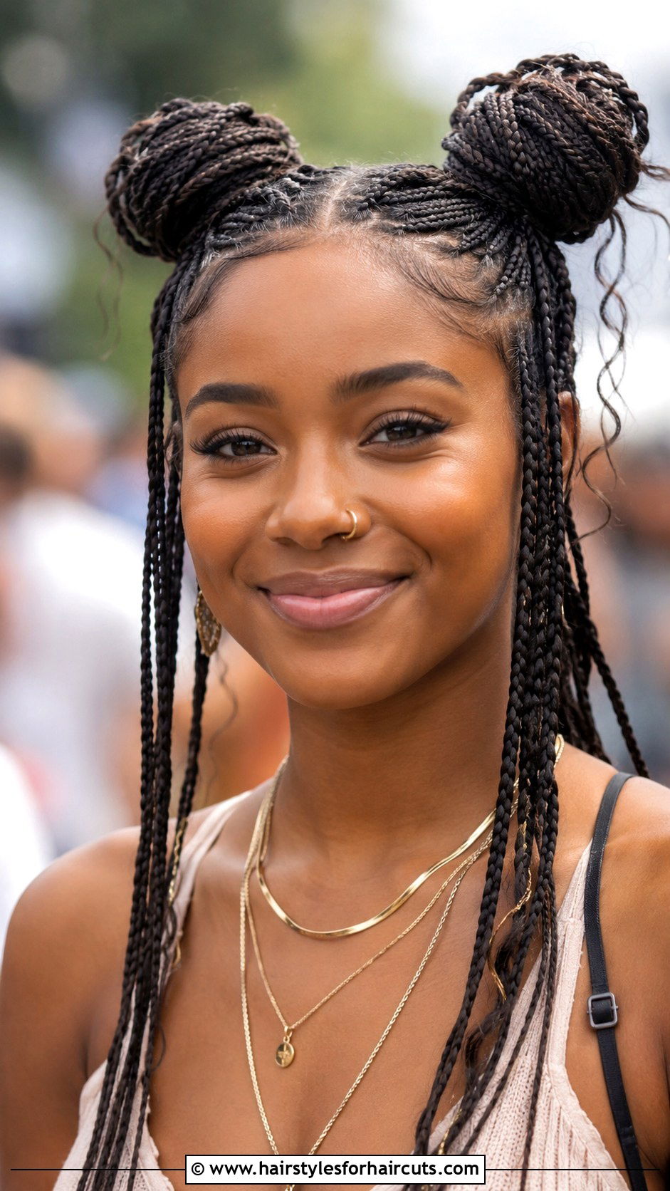 Knotless Braid Space Buns - 25 braid bun hairstyles black hair - 25 braid bun hairstyles black hair