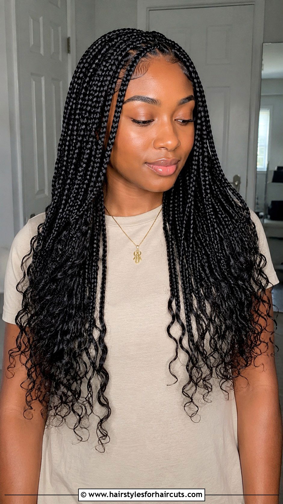 Knotless Braids With Curly Ends - 25 beach curl crochet hairstyles - 25 beach curl crochet hairstyles