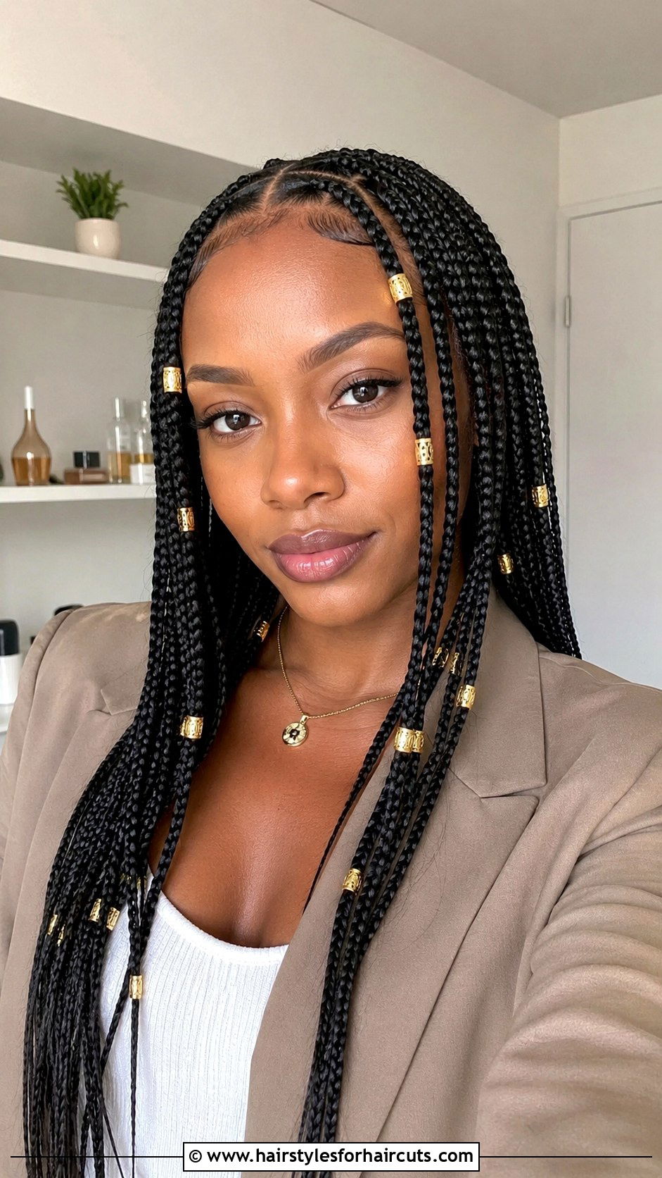 Knotless Braids With Gold Beads - 25 beaded hairstyles - 25 beaded hairstyles