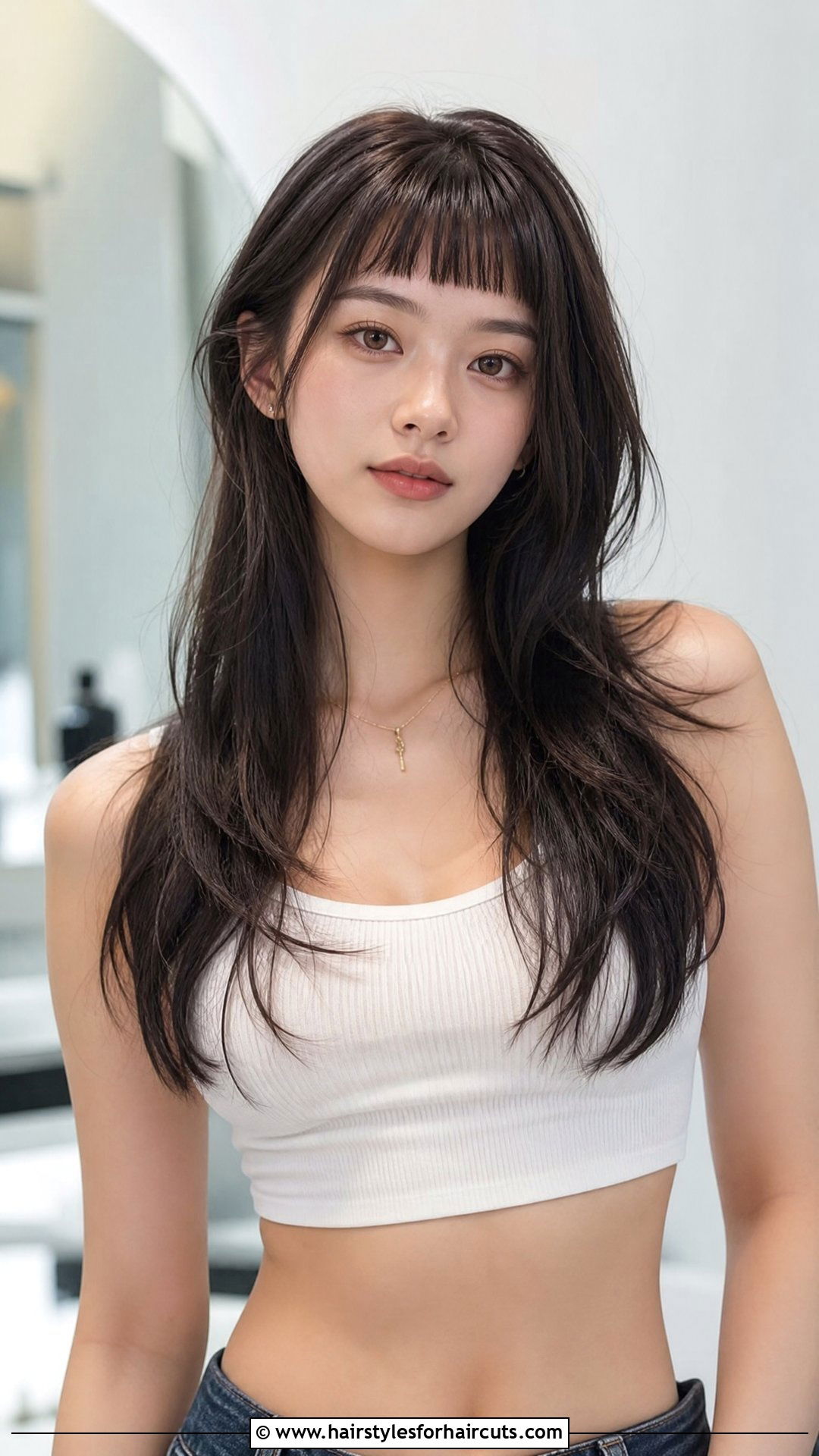 Korean Long Layered Haircut With Micro Bangs - 25 long hair korean layered haircuts - 25 long hair korean layered haircuts