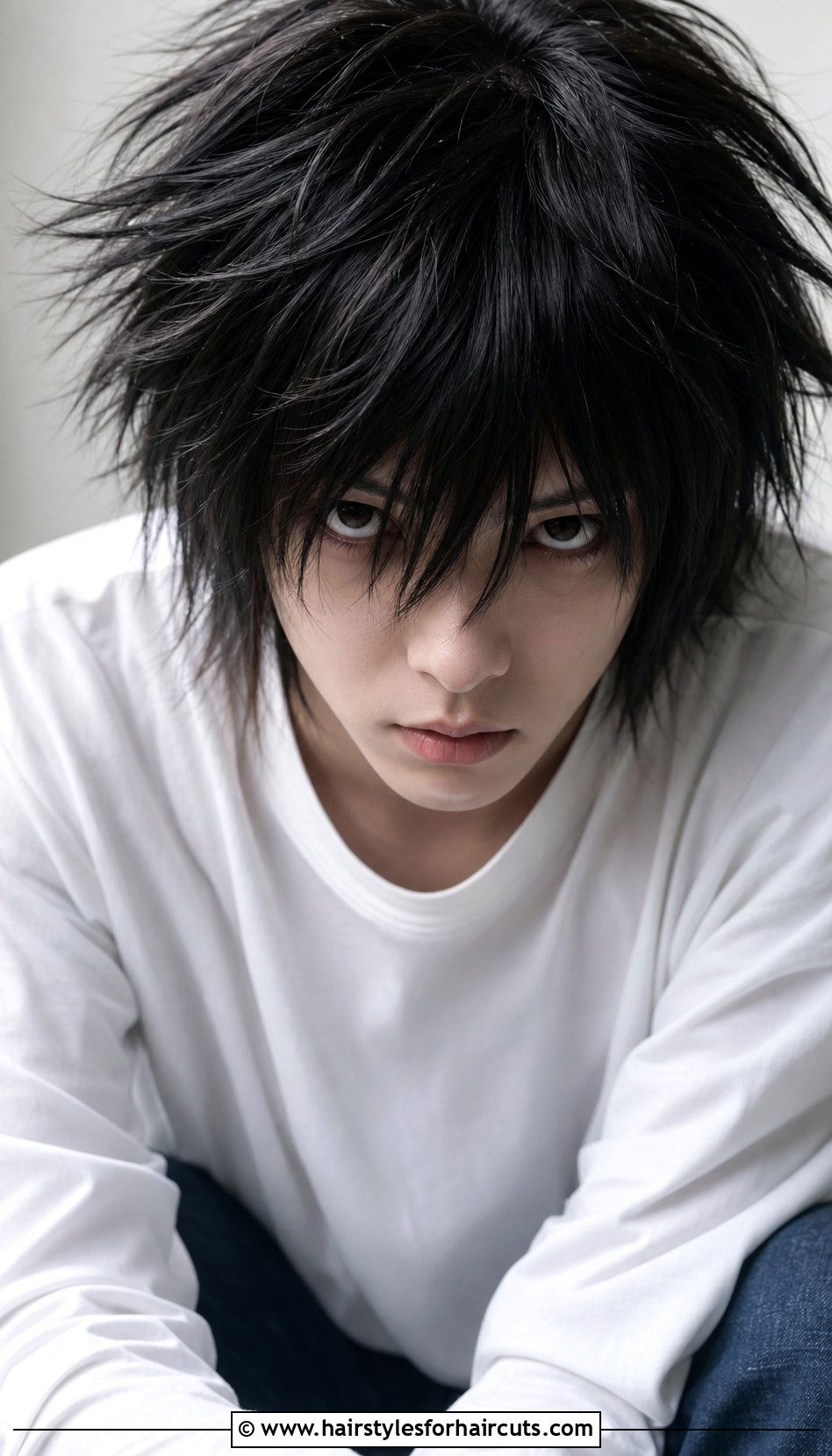 L Lawliet Spiky Black Hair - 25 black anime hairstyles - 25 black anime hairstyles