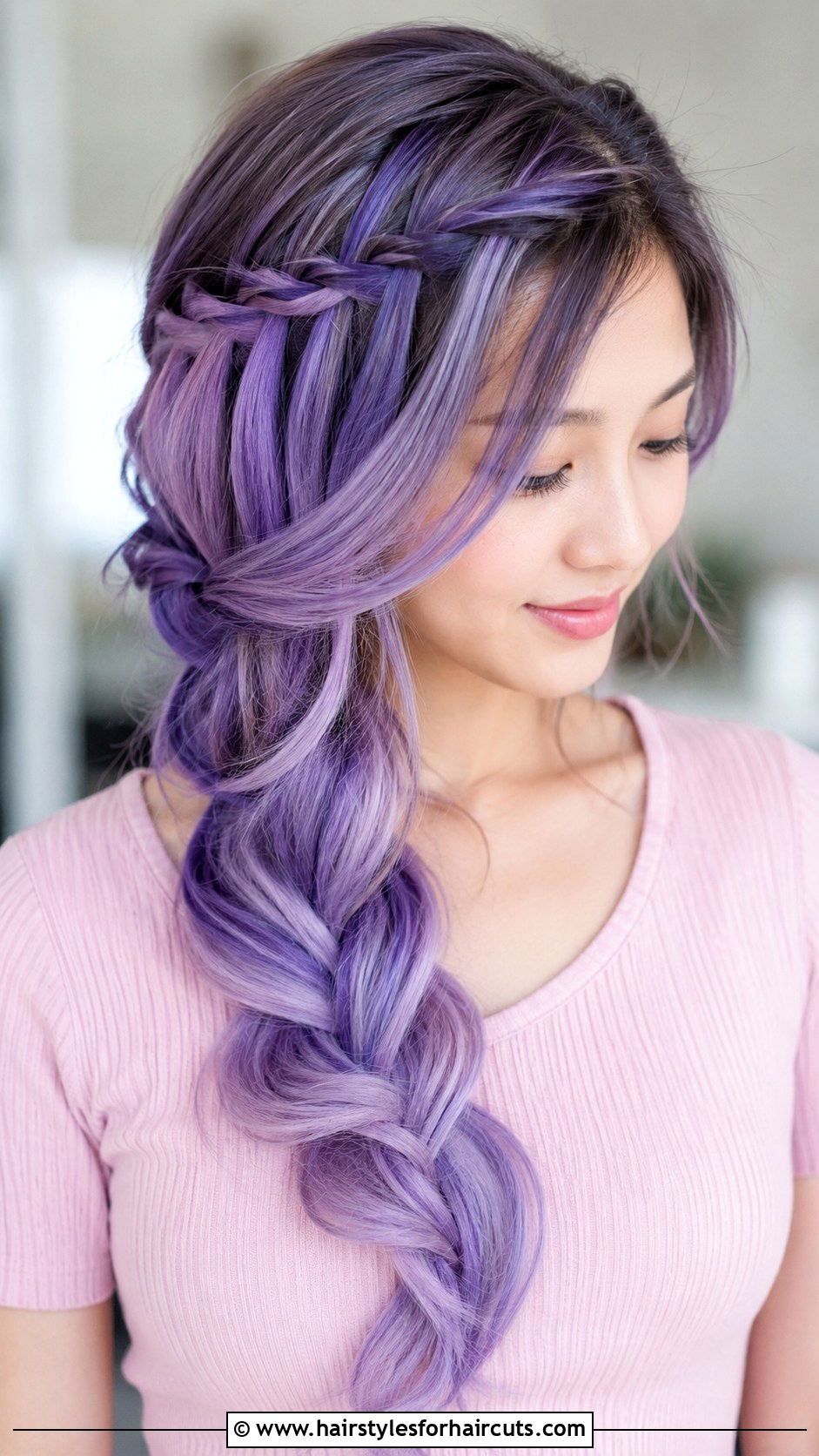 Lavender Waterfall Braid - 25 lavender hairstyles - 25 lavender hairstyles