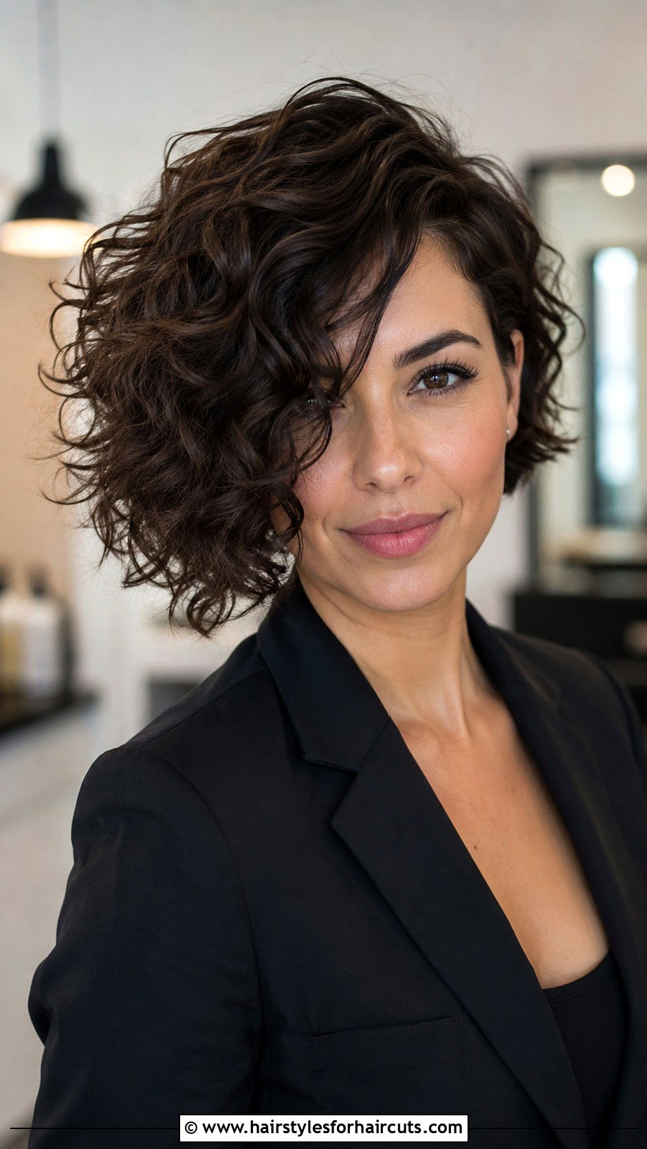 Layered Asymmetrical Curly Bob - 25 curly haircuts in layers - 25 curly haircuts in layers