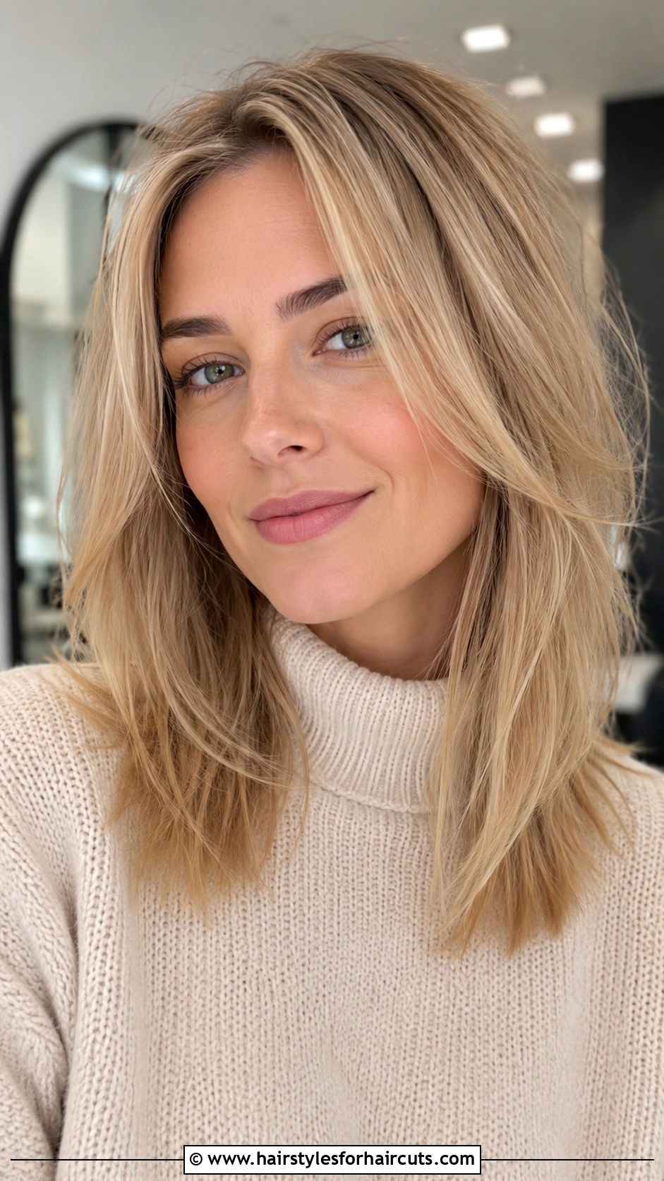 Layered Blonde Straight Mid Length Haircut - 25 haircuts for blonde straight hair - 25 haircuts for blonde straight hair
