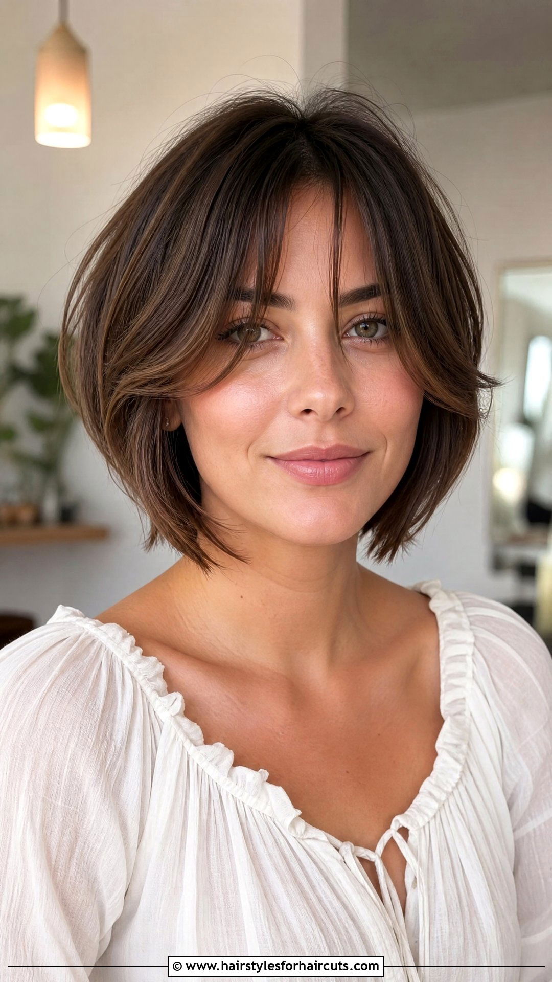 Layered Bob With Curtain Bangs - 25 hairstyles for thinning hair in front woman - 25 hairstyles for thinning hair in front woman