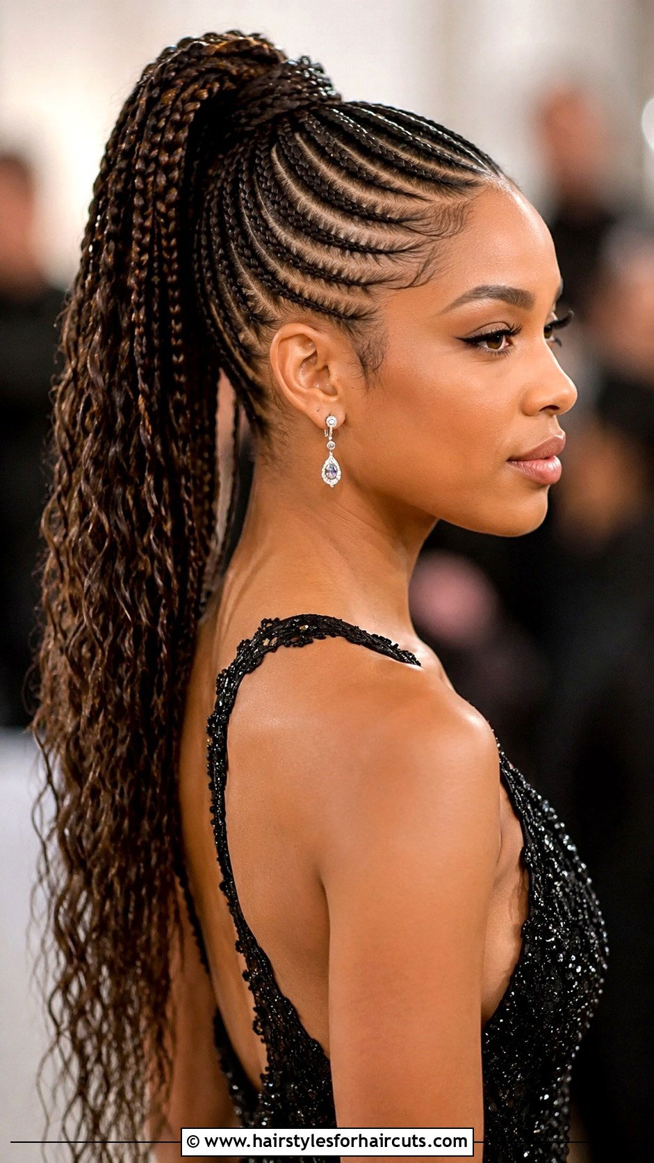 Layered Cornrow Ponytail - 25 hairstyles with weave braids - 25 hairstyles with weave braids
